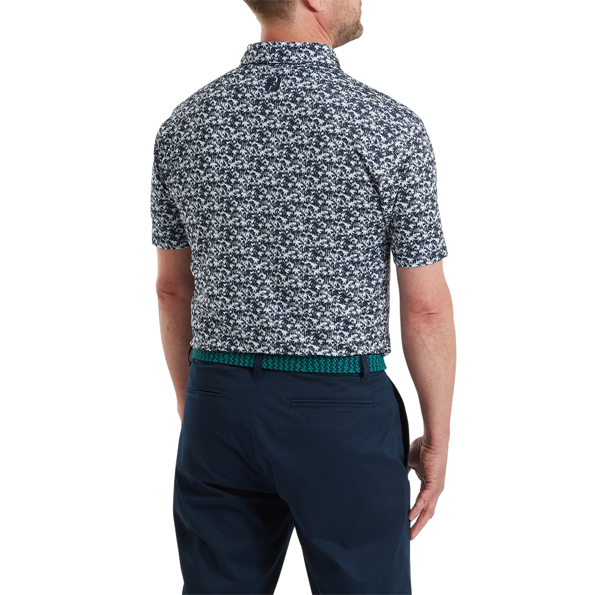 Polo en fil d'Ecosse imprim&eacute; palmiers