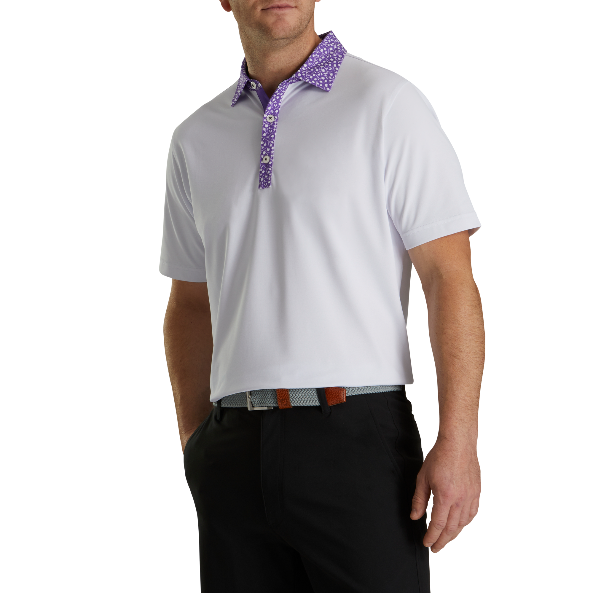 Polo piqu&eacute; avec col imprim&eacute; Tulipe