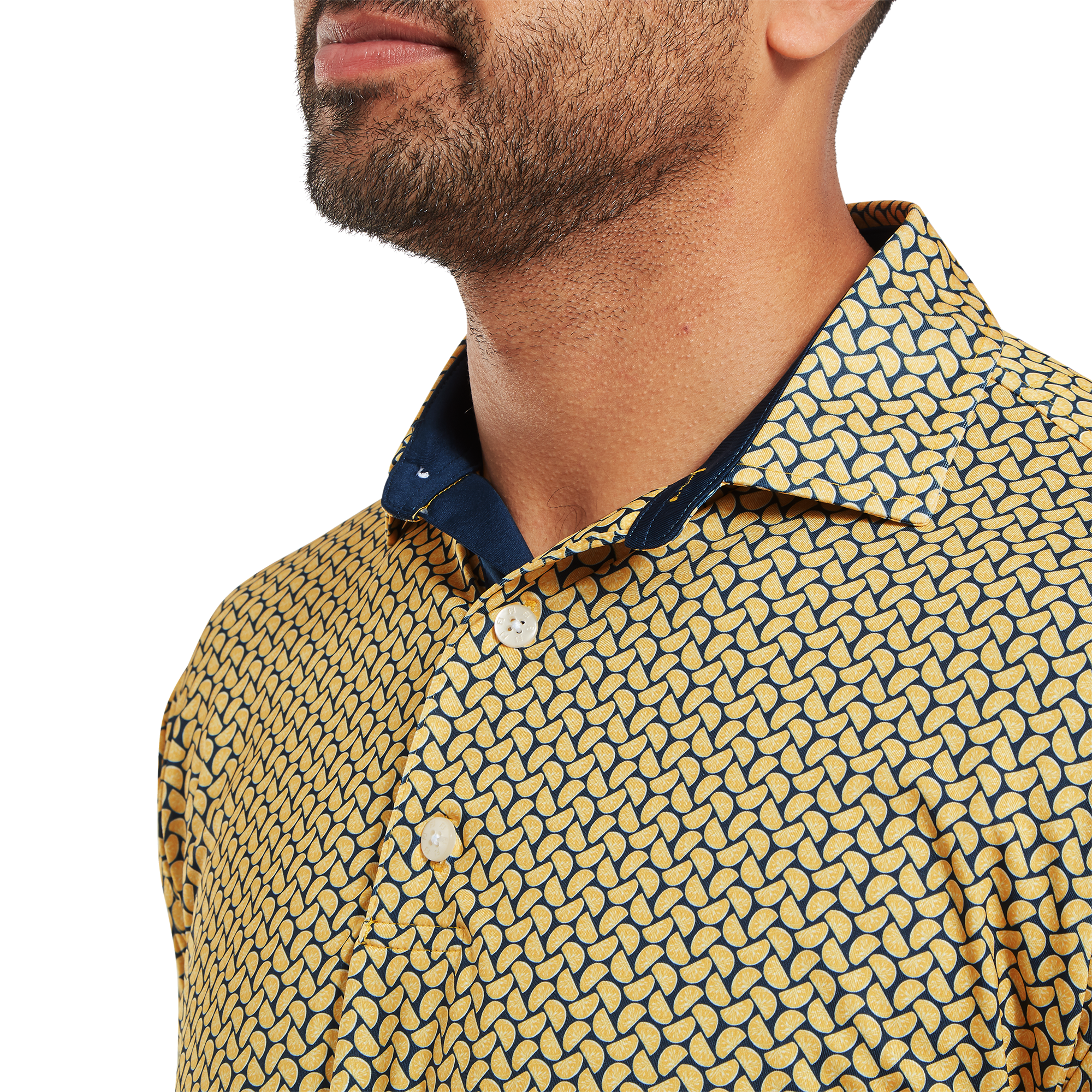 Polo en fil d'Ecosse imprim&eacute; Citron