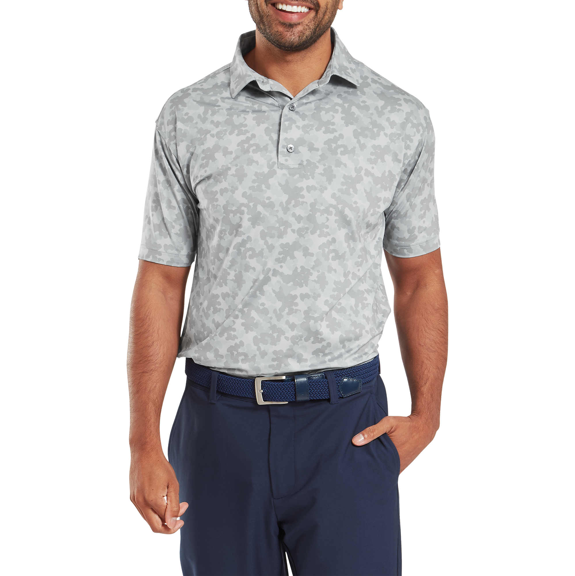 Polo en fil d'Ecosse imprim&eacute; camouflage