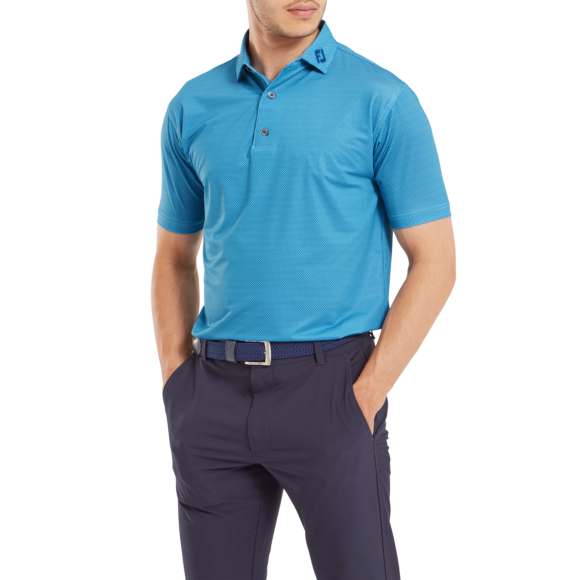 Polo en fil d'Ecosse imprim&eacute; Octogones