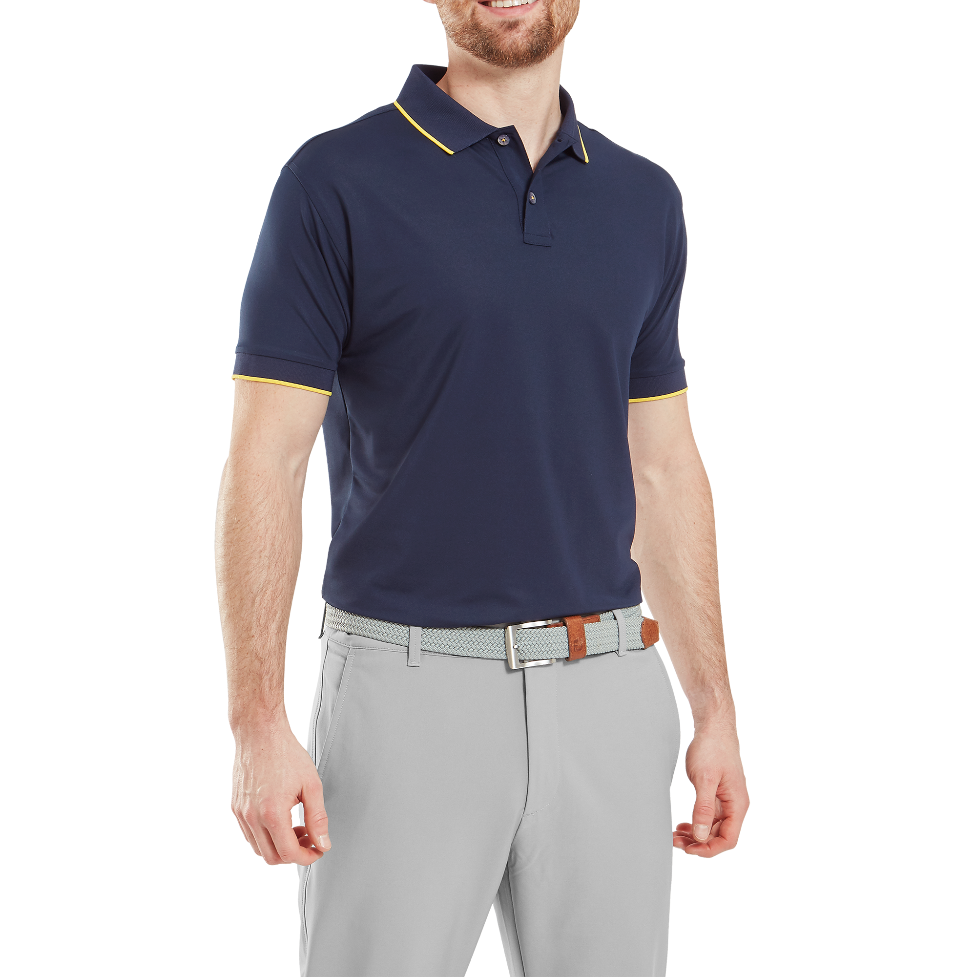 Polo piqu&eacute; uni avec rayure sur le col