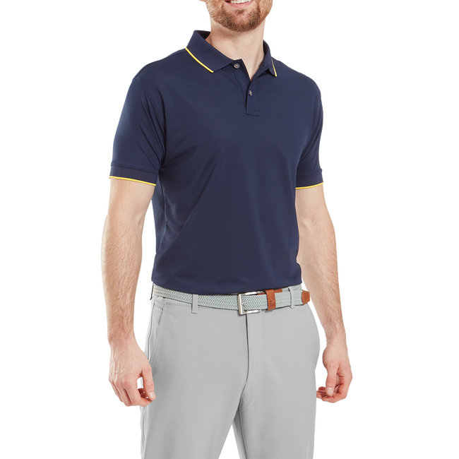 Polo piqué uni avec rayure sur le col