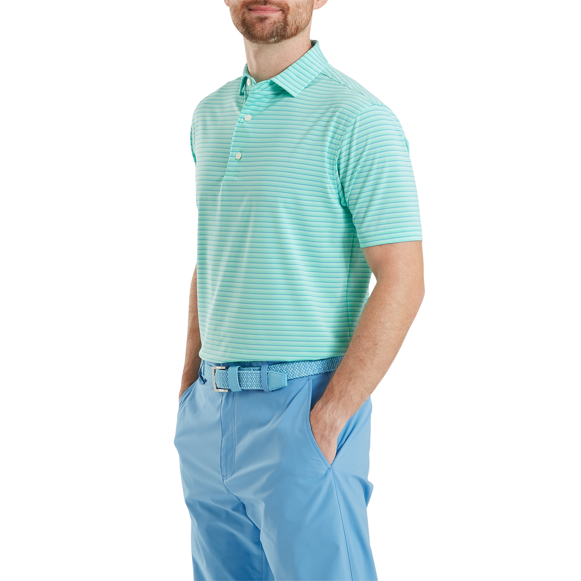 Polo en fil d'Ecosse &agrave; rayures ombr&eacute;es