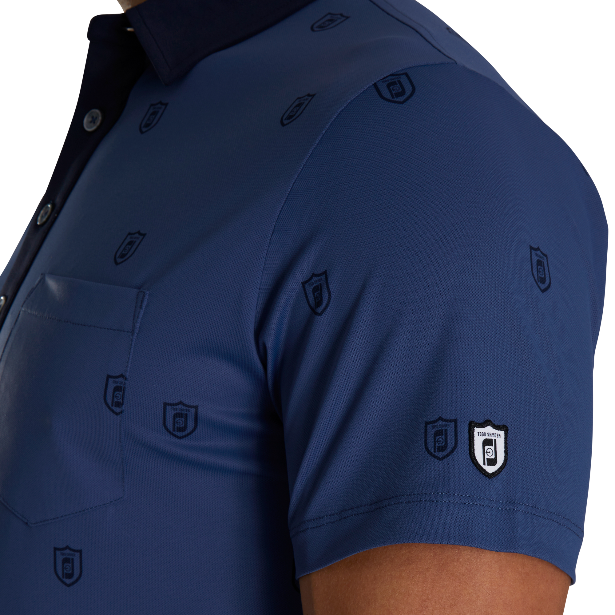 Polo imprim&eacute; blason logo FJ Todd Snyder