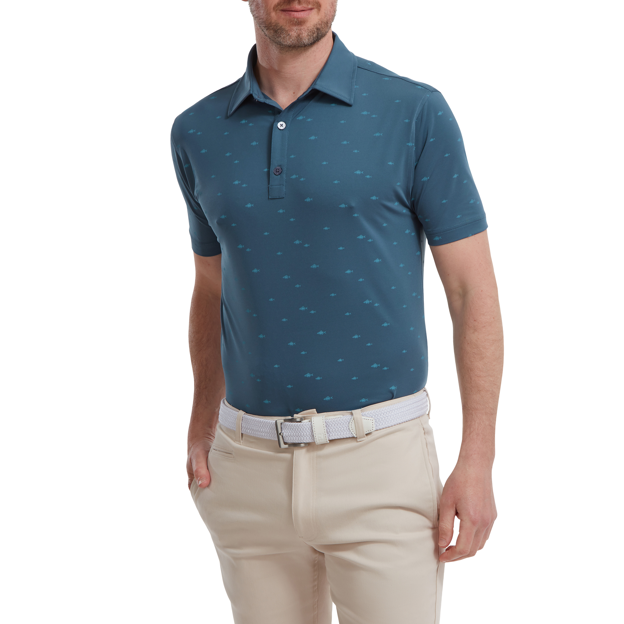 Polo en Fil d'Ecosse imprim&eacute;s poissons