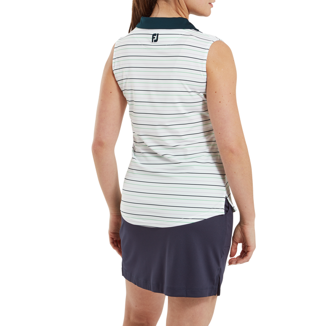 Polo sans manche rayé en fil d'Ecosse