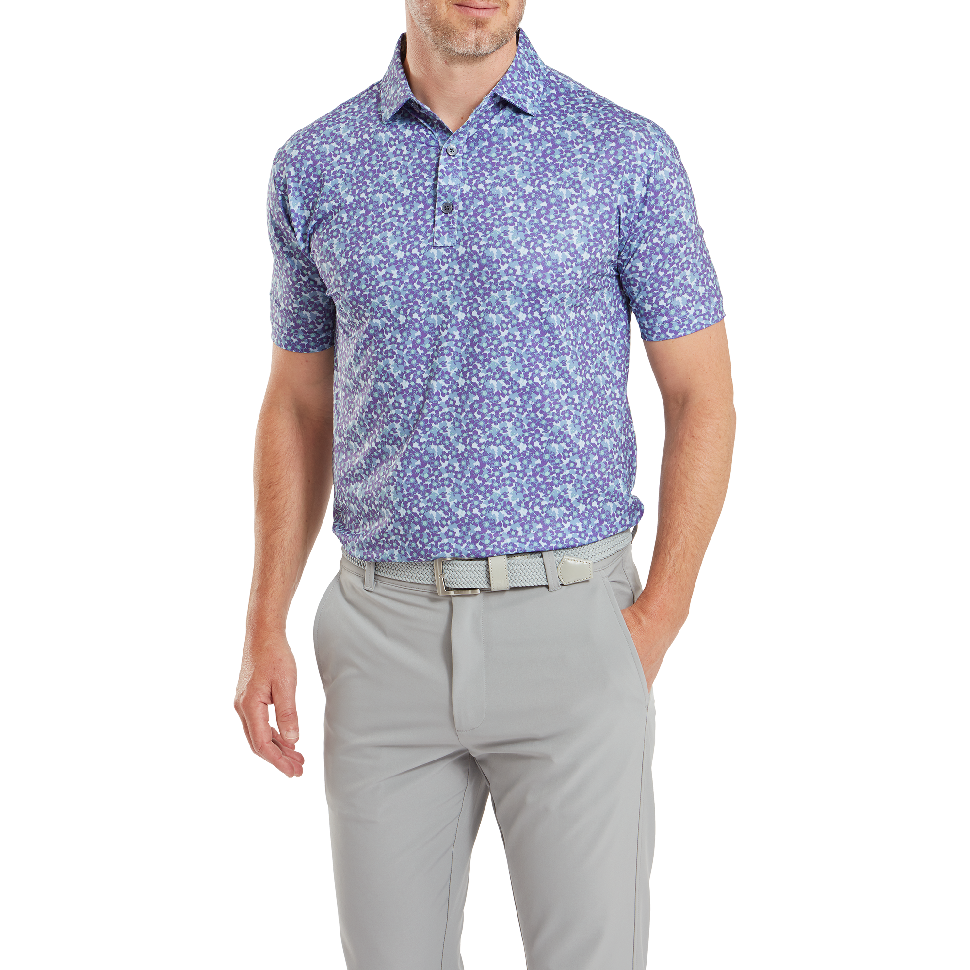 Polo en fil d'Ecosse imprim&eacute; Primev&egrave;re