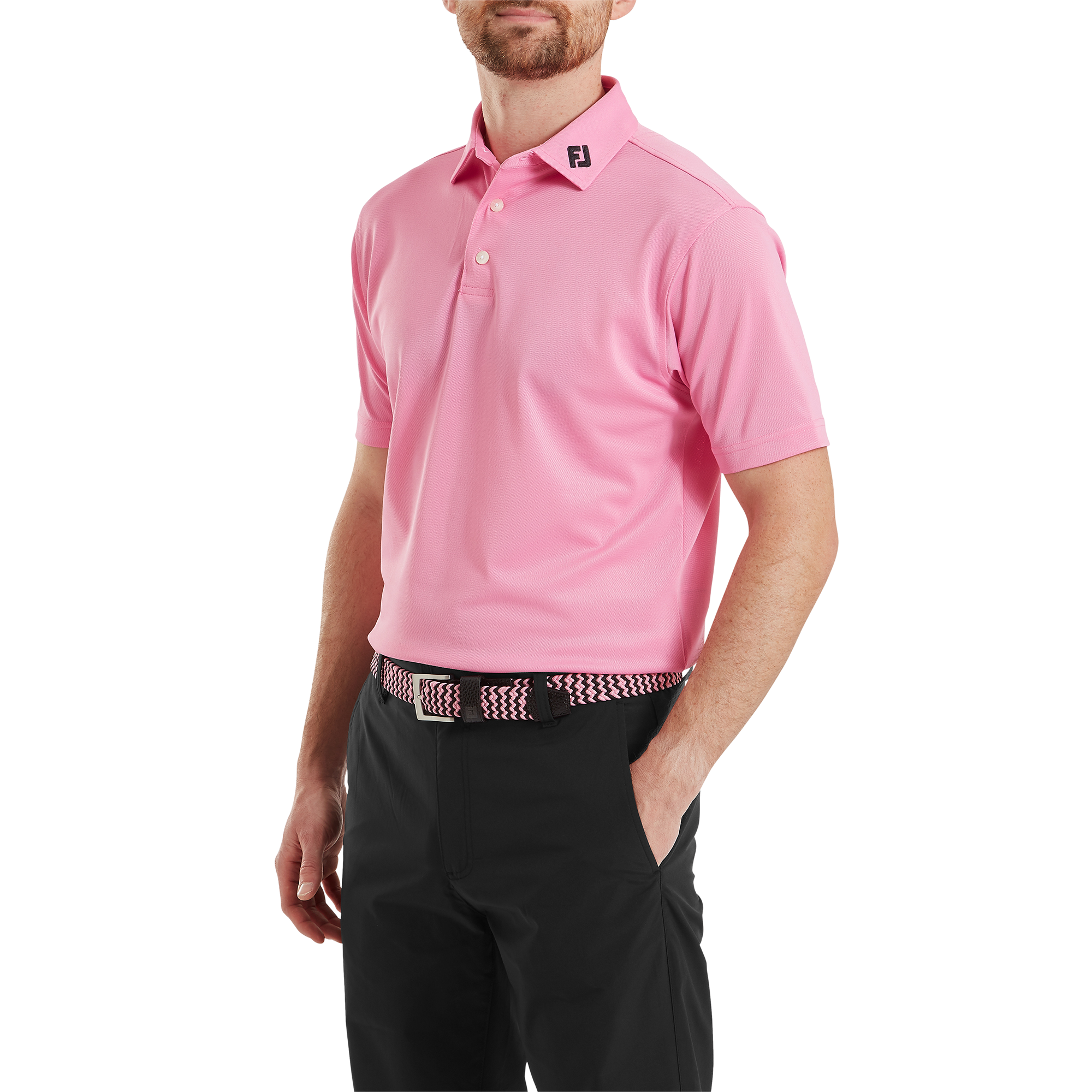Polo Stretch Piqu&eacute; uni avec logo FJ sur col