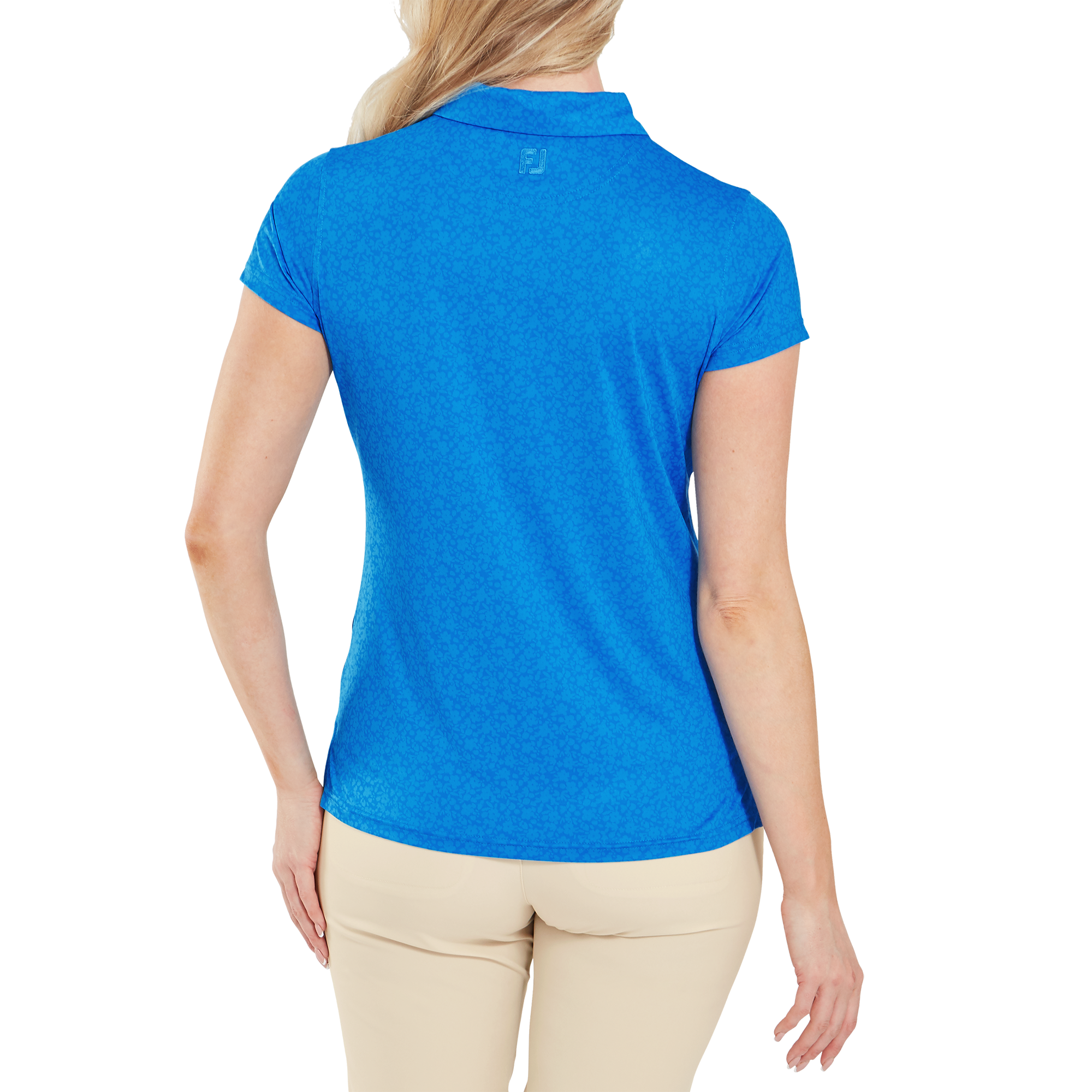 Polo en fil d'Ecosse &agrave; mancherons et impression florale