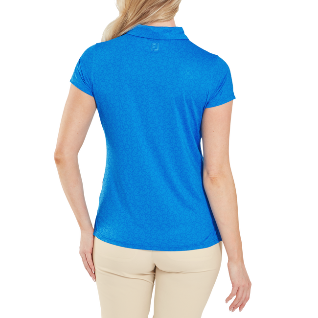 Polo en fil d'Ecosse à mancherons et impression florale