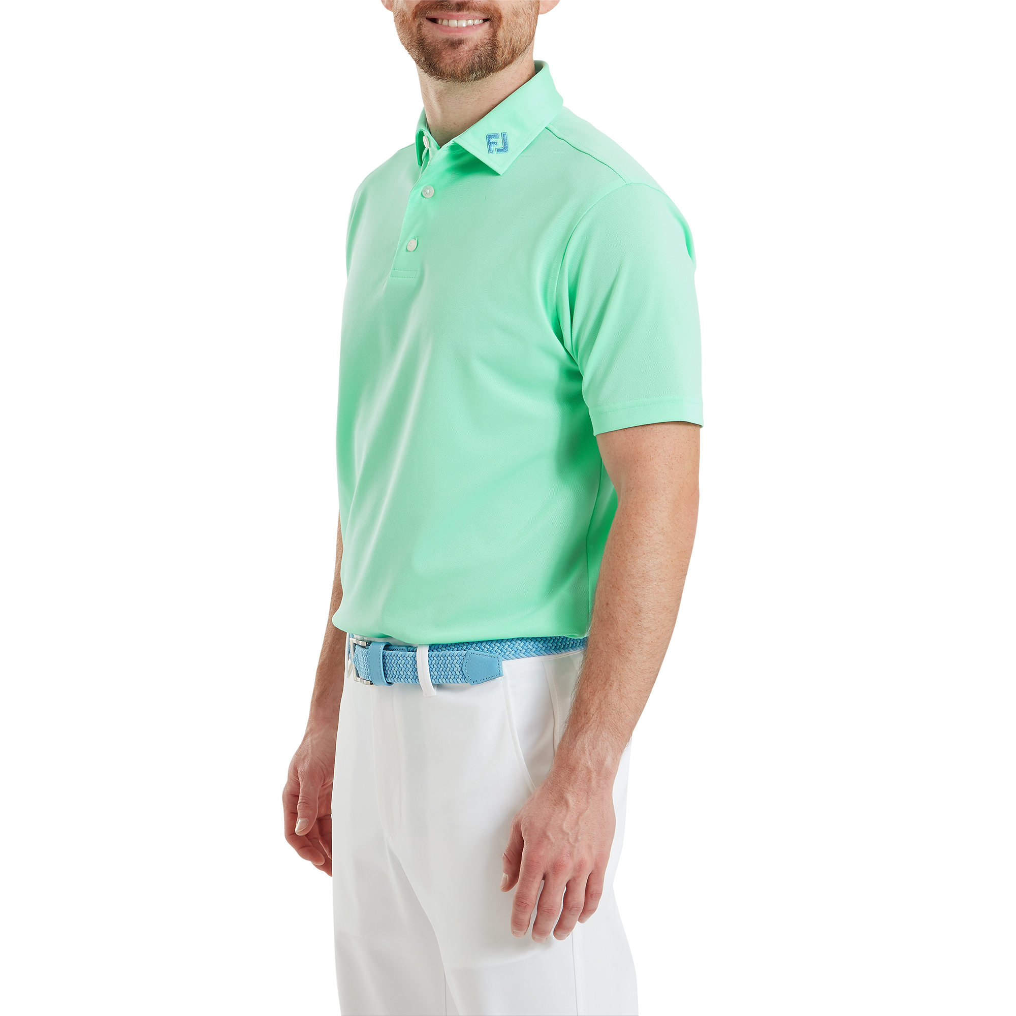 Polo Stretch Piqu&eacute; uni avec logo FJ sur col