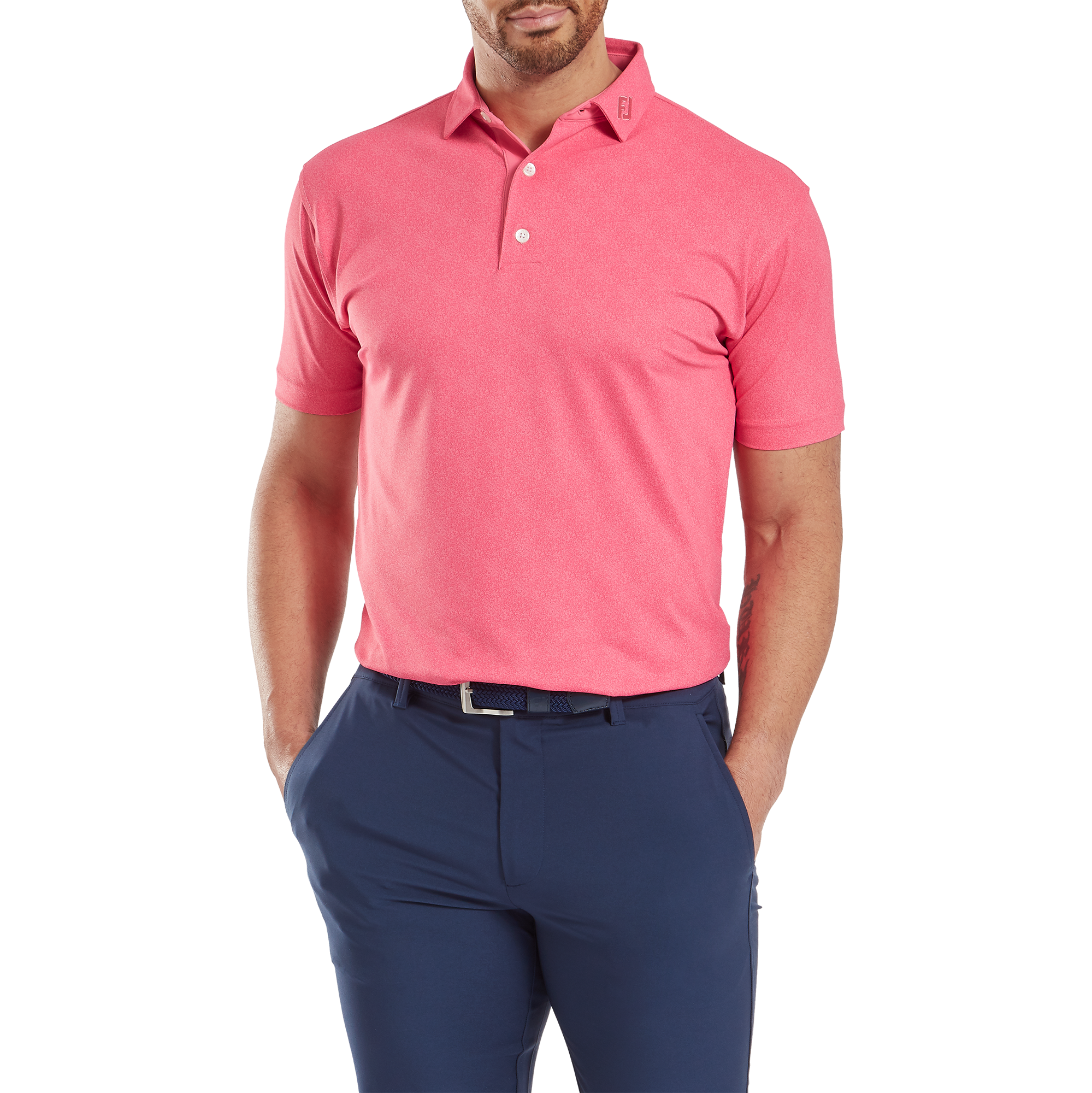 Polo en fil d'Ecosse impression mouchet&eacute;e