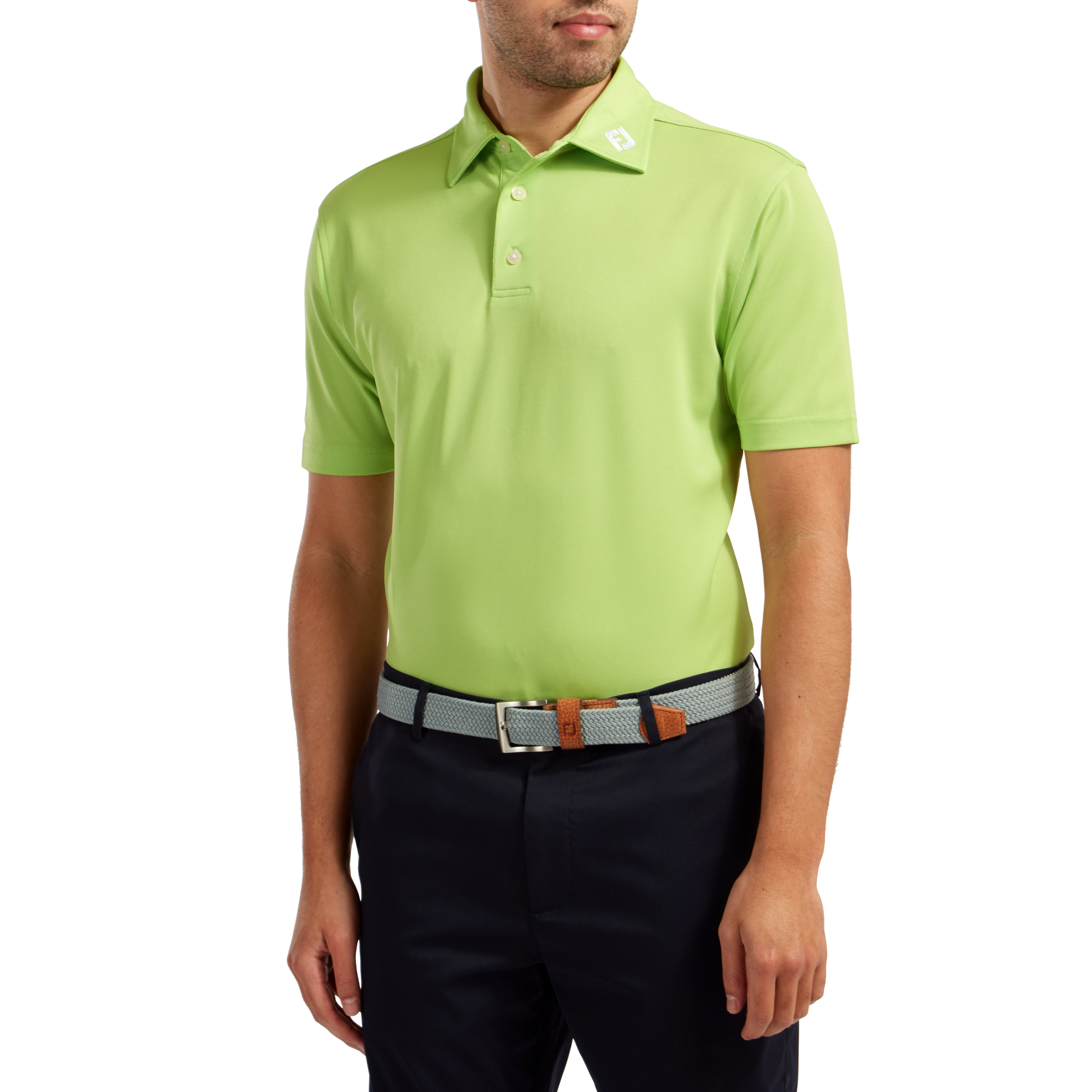 Polo Stretch Piqu&eacute; uni avec logo FJ sur col