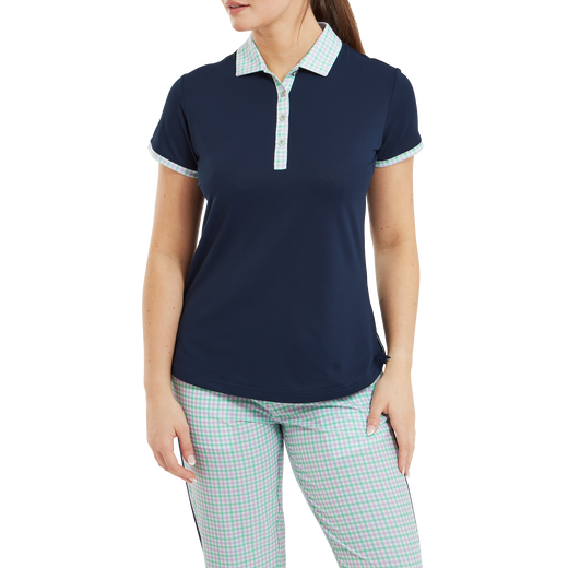 Polo piqu&eacute; avec encolure Vichy