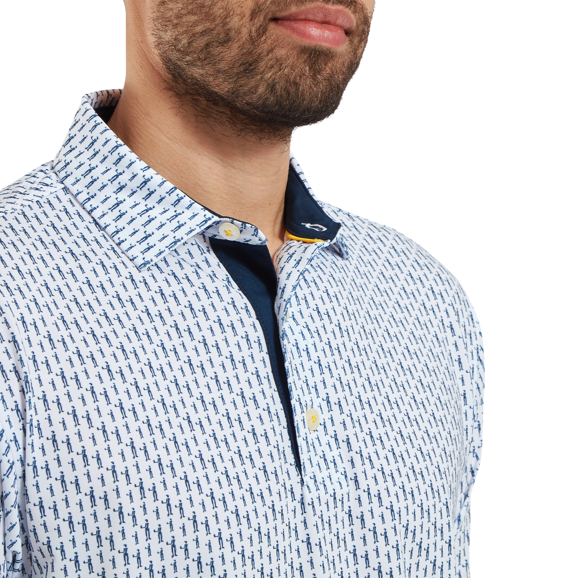 Polo en fil d'Ecosse imprim&eacute; silhouette