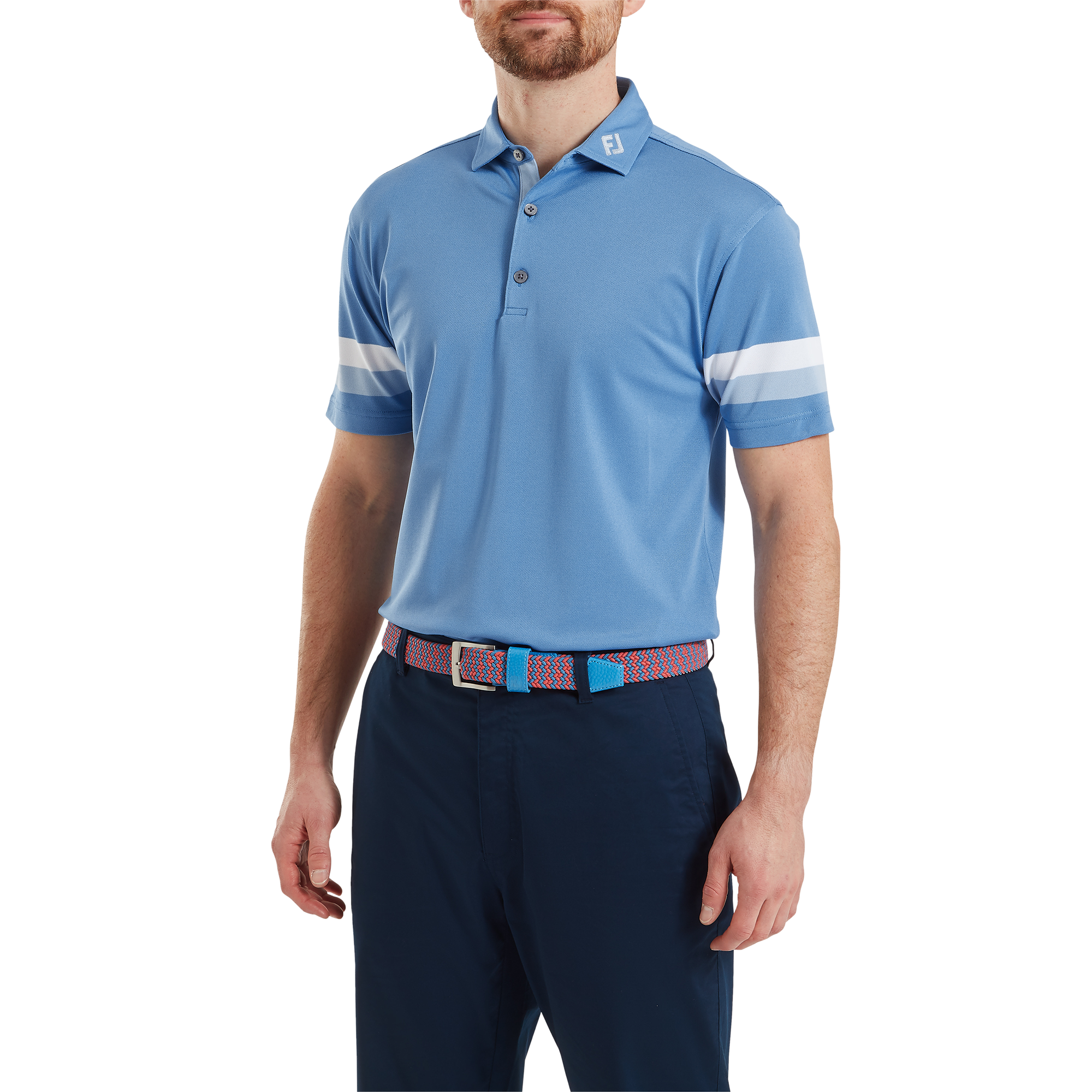 Polo piqu&eacute; &agrave; rayures sur les manches