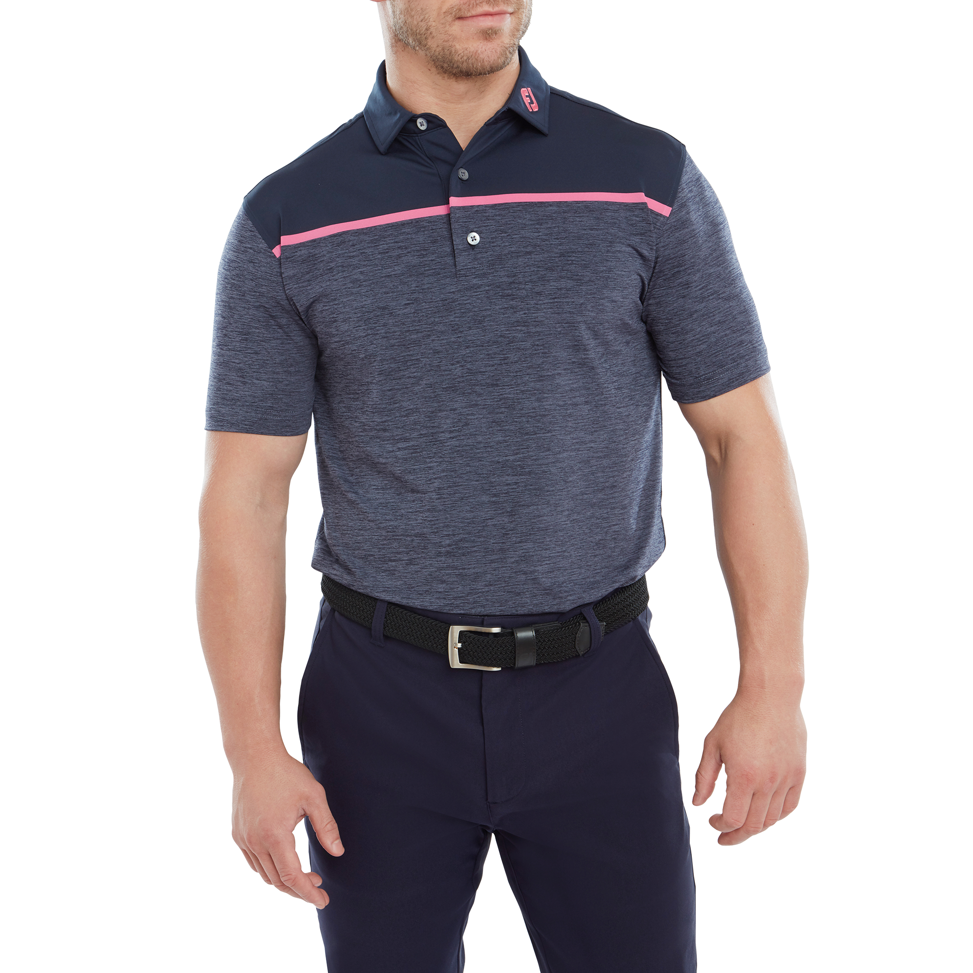 Polo en Fil d'Ecosse avec blocs &agrave; motif Space Dye