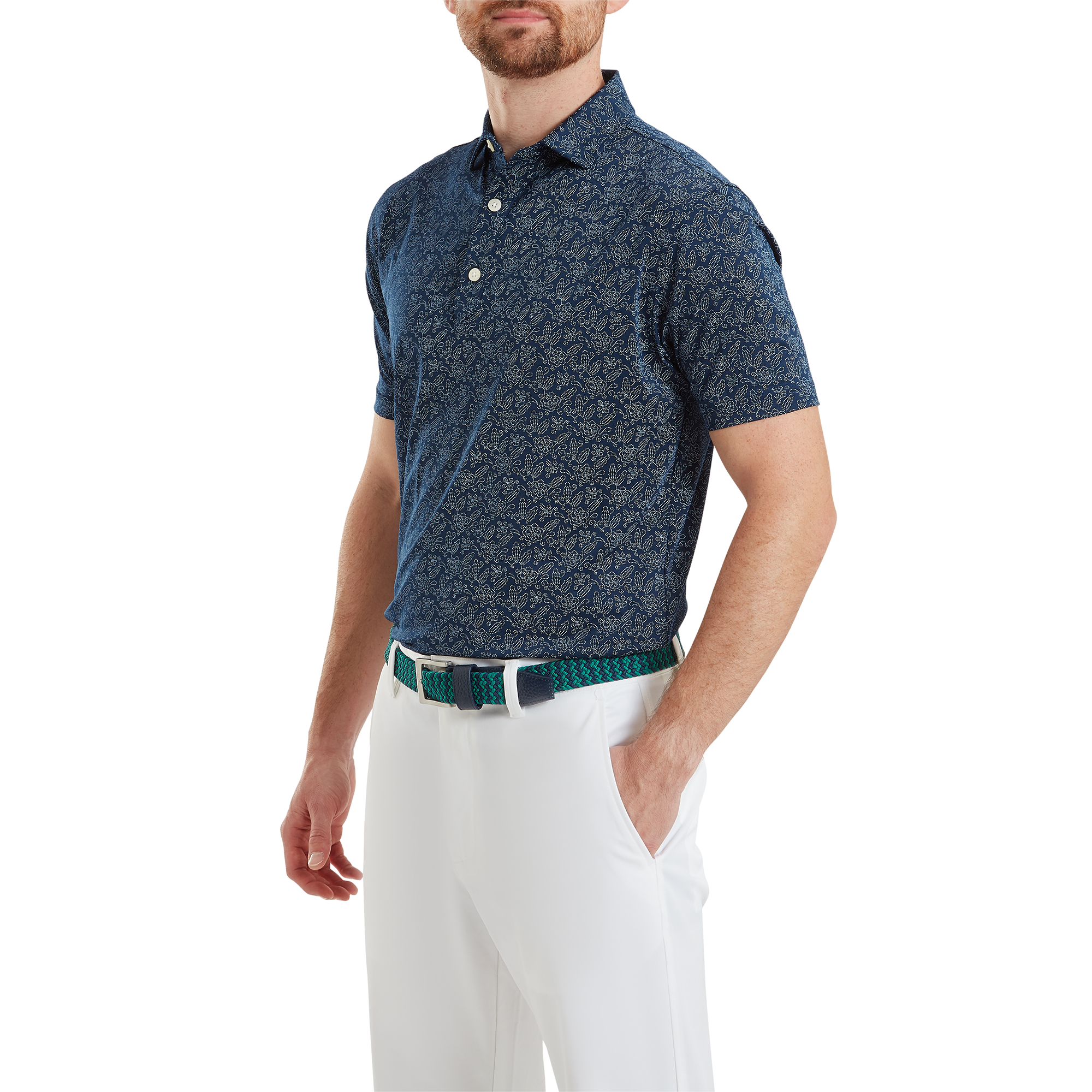 Polo en fil d'Ecosse imprim&eacute; fleuri