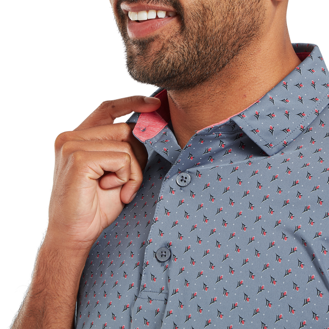 Polo en fil d'Ecosse imprimé bourgeon