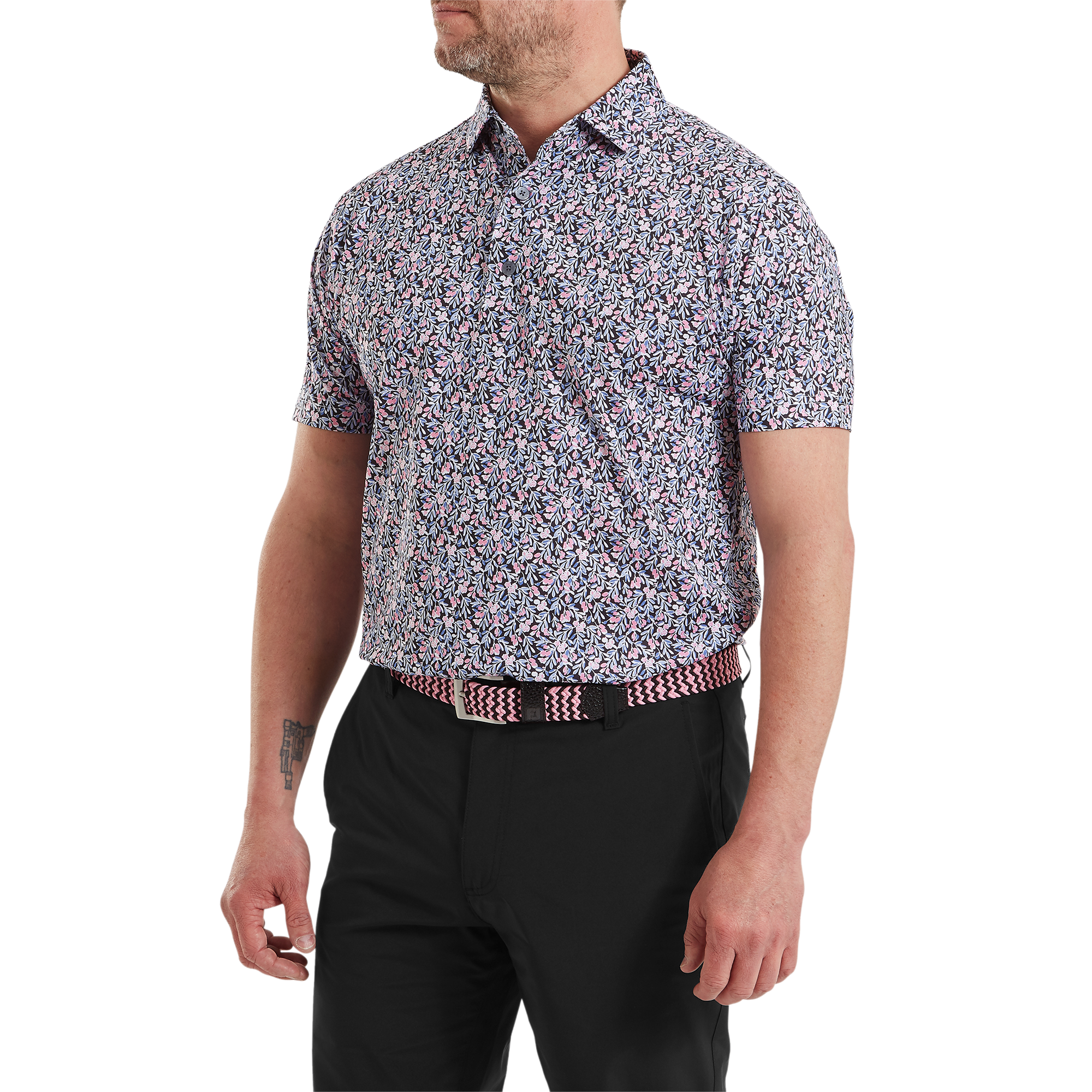 Polo en fil d'Ecosse imprim&eacute; floral