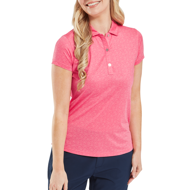 Polo en fil d'Ecosse à mancherons et impression florale