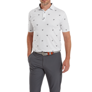 Polo en fil d'Ecosse imprimé Chardons