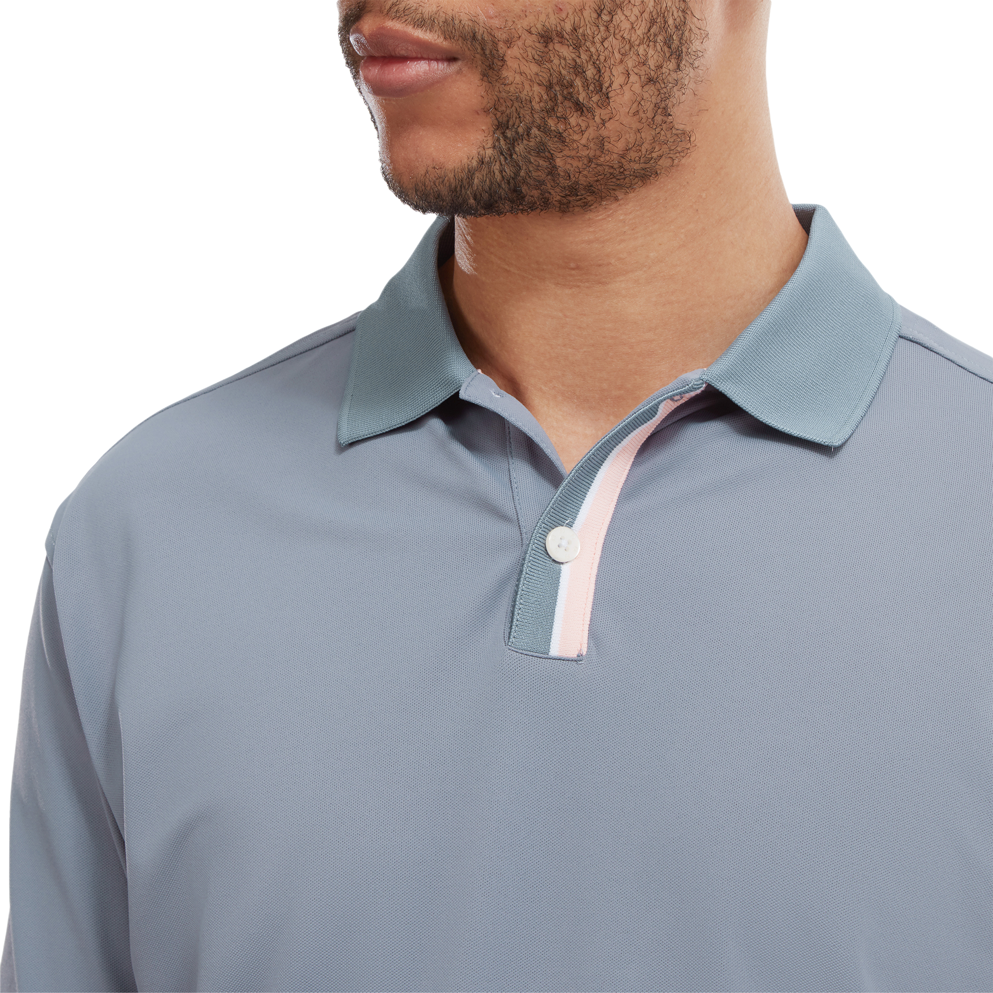 Polo Piqu&eacute; uni avec patte de boutonnage ray&eacute;e