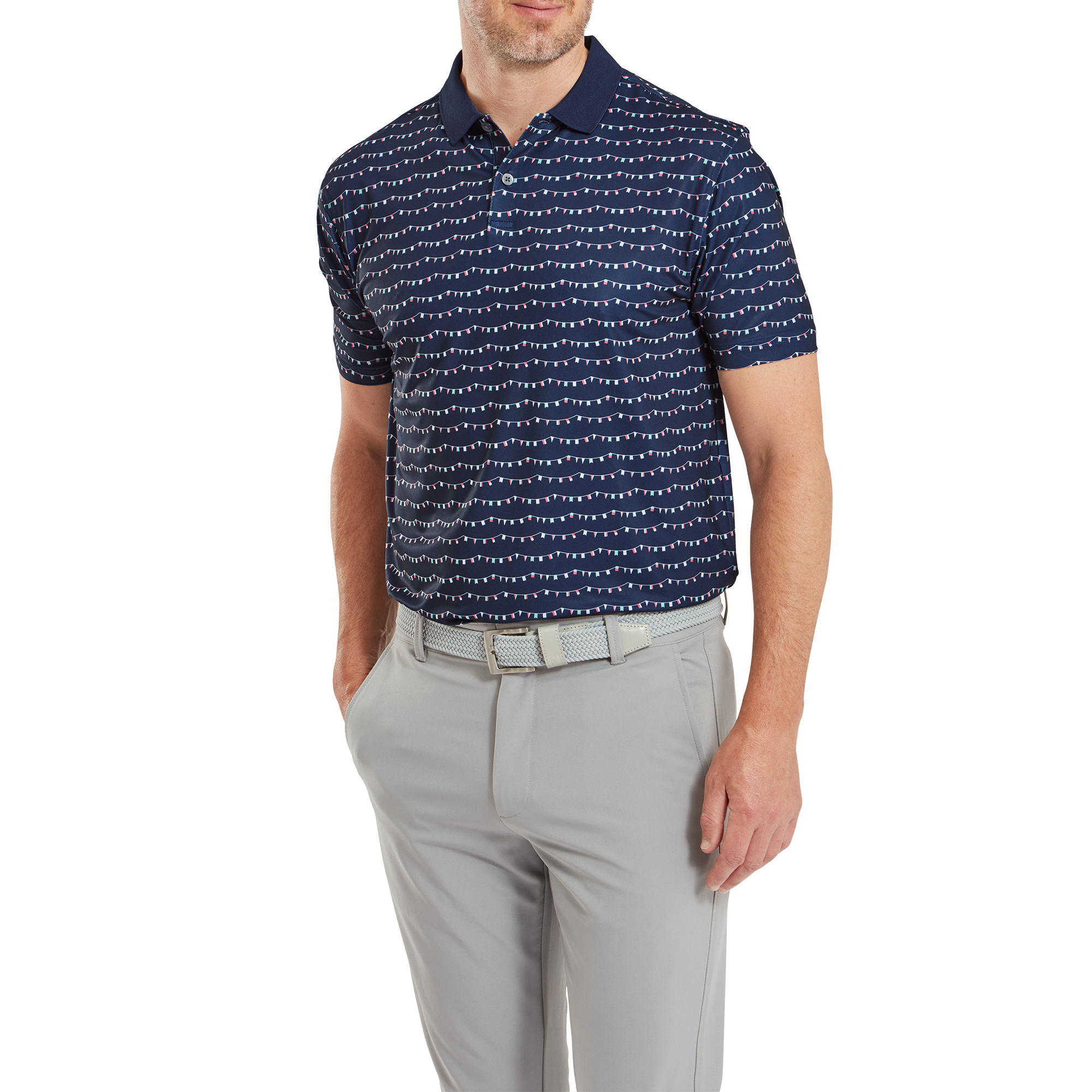 Polo en fil d'Ecosse imprim&eacute; fanions