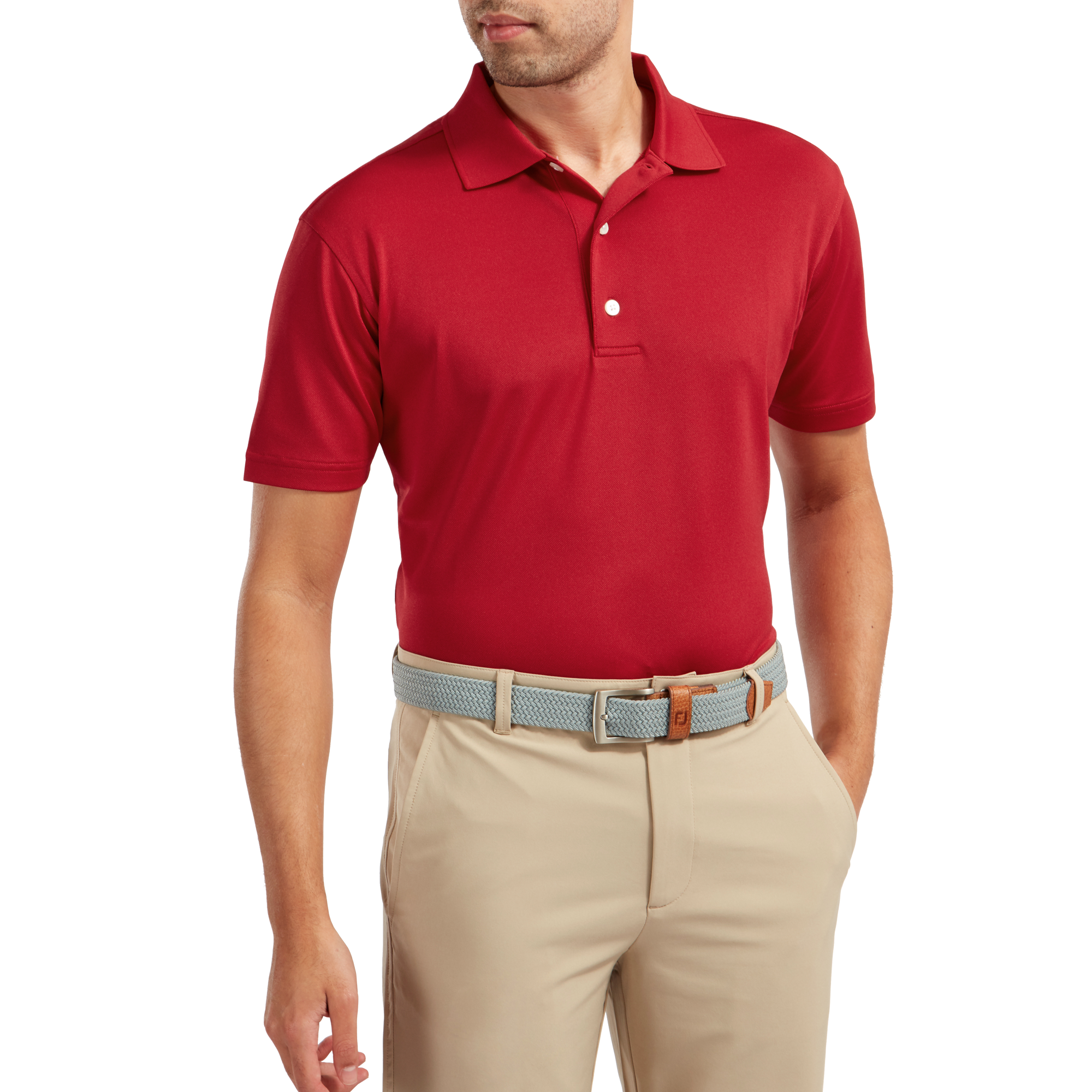 Polo Stretch Piqu&eacute; uni avec col en tricot