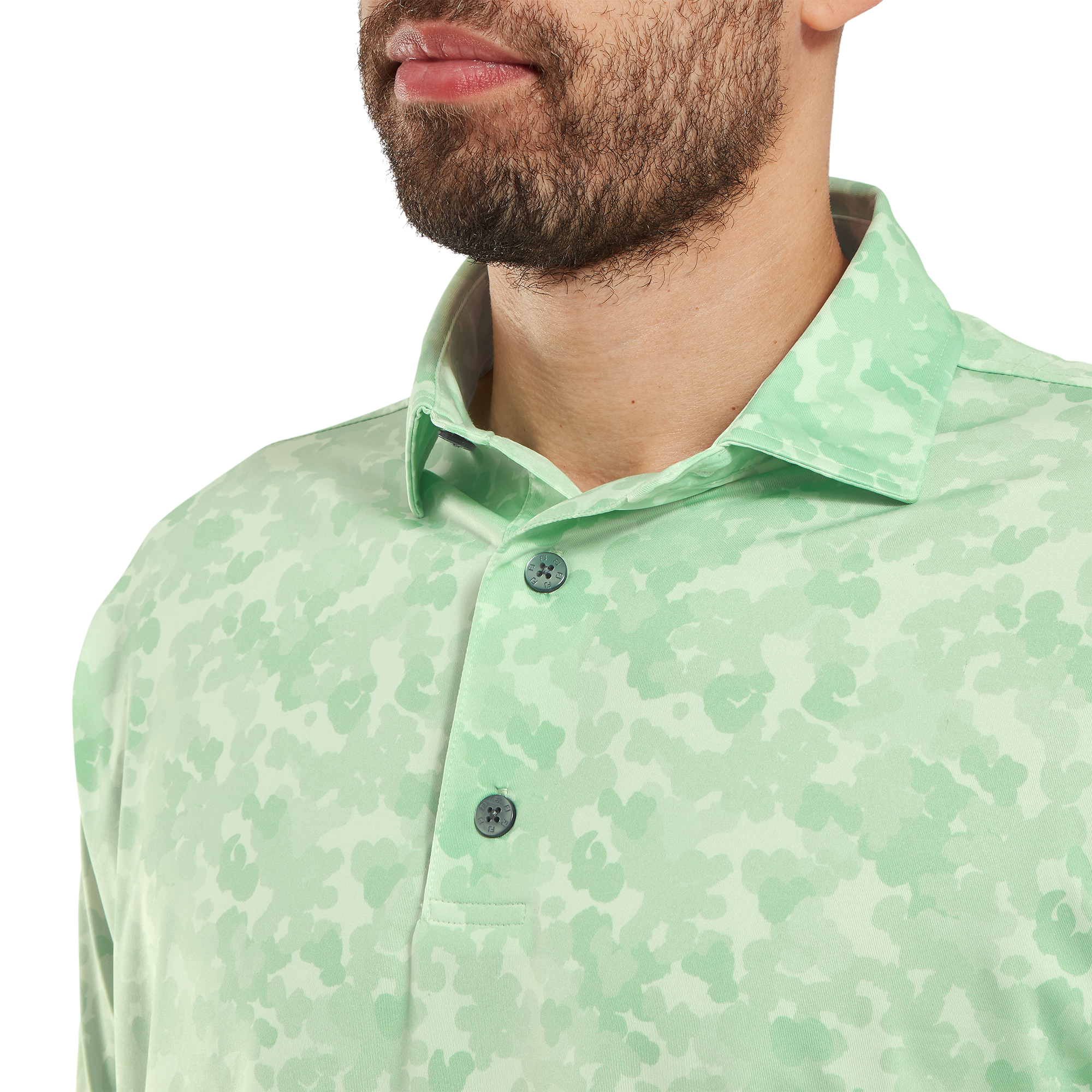 Polo en fil d'Ecosse imprim&eacute; camouflage