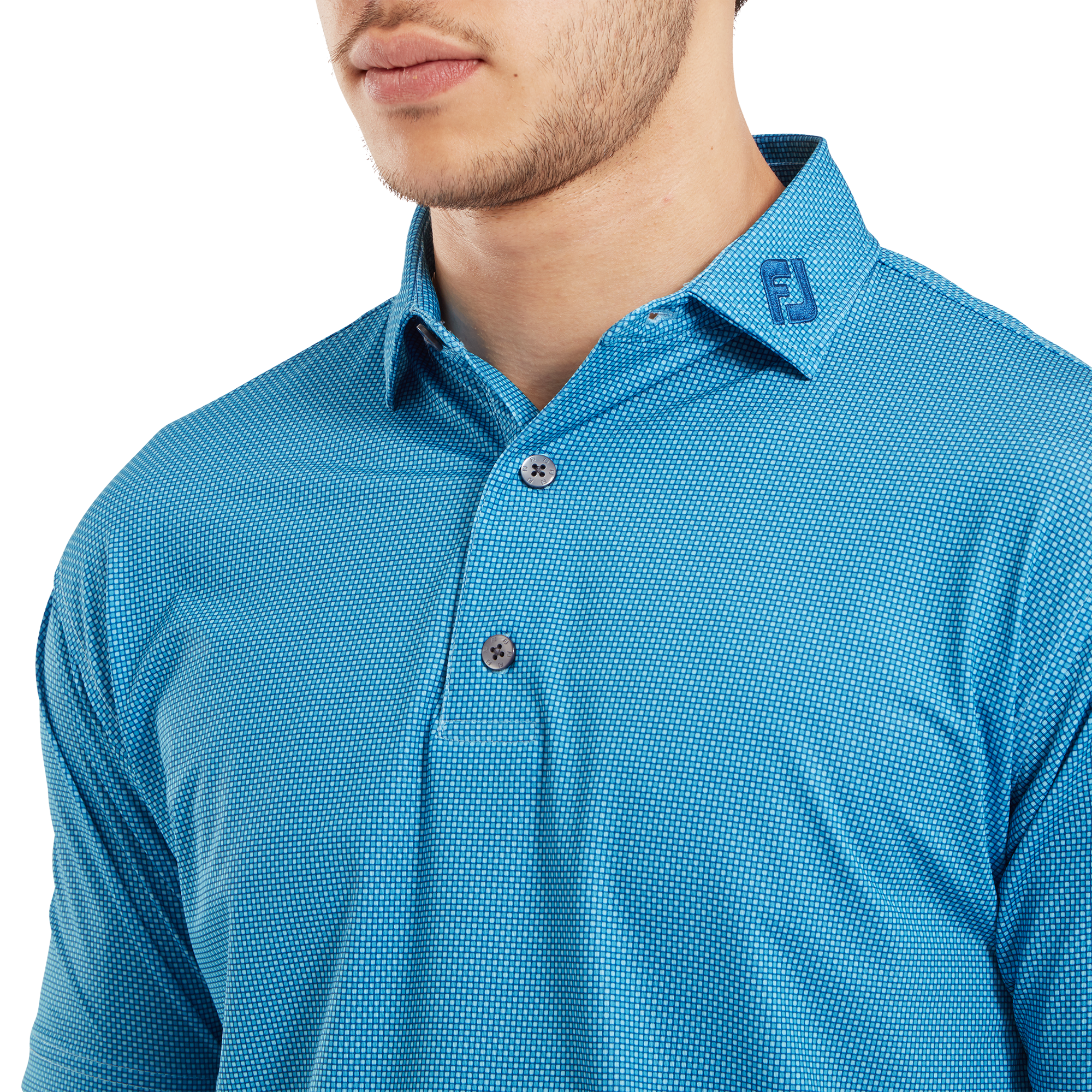 Polo en fil d'Ecosse imprim&eacute; Octogones