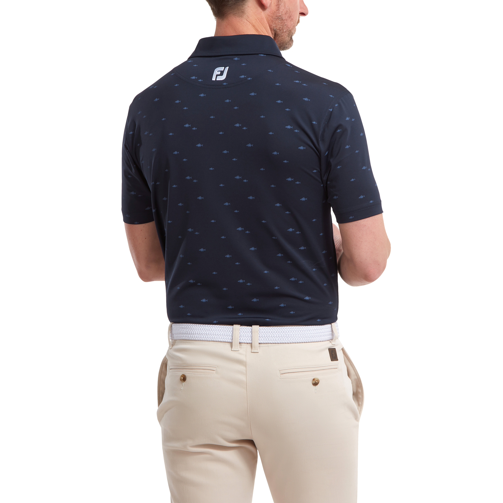 Polo en Fil d'Ecosse imprim&eacute;s poissons