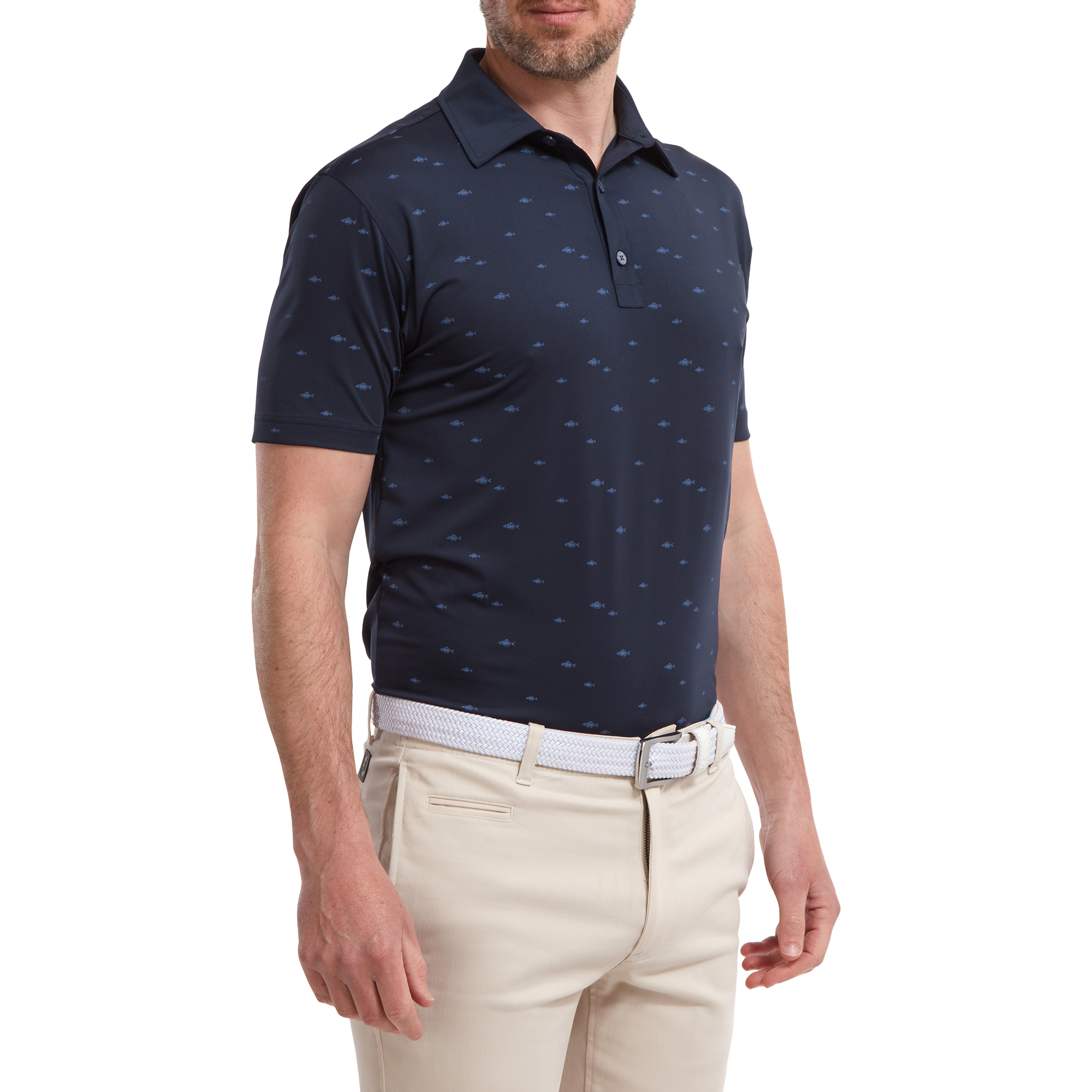 Polo en Fil d'Ecosse imprim&eacute;s poissons