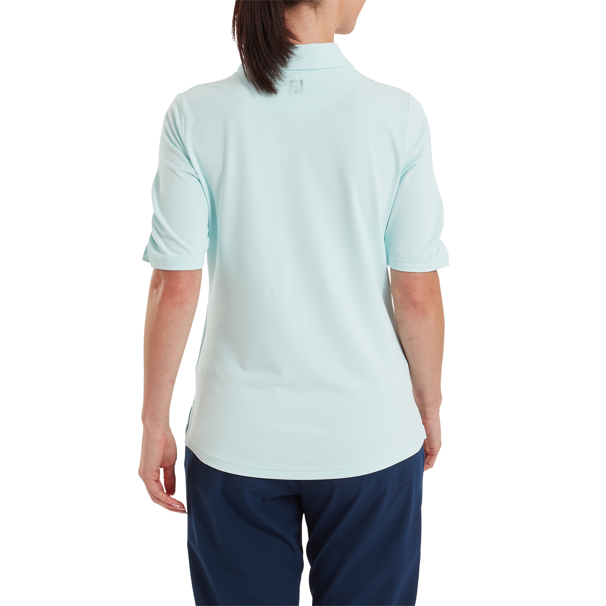 Polo en fil d'Ecosse &agrave; 1/2 manches fronc&eacute;es