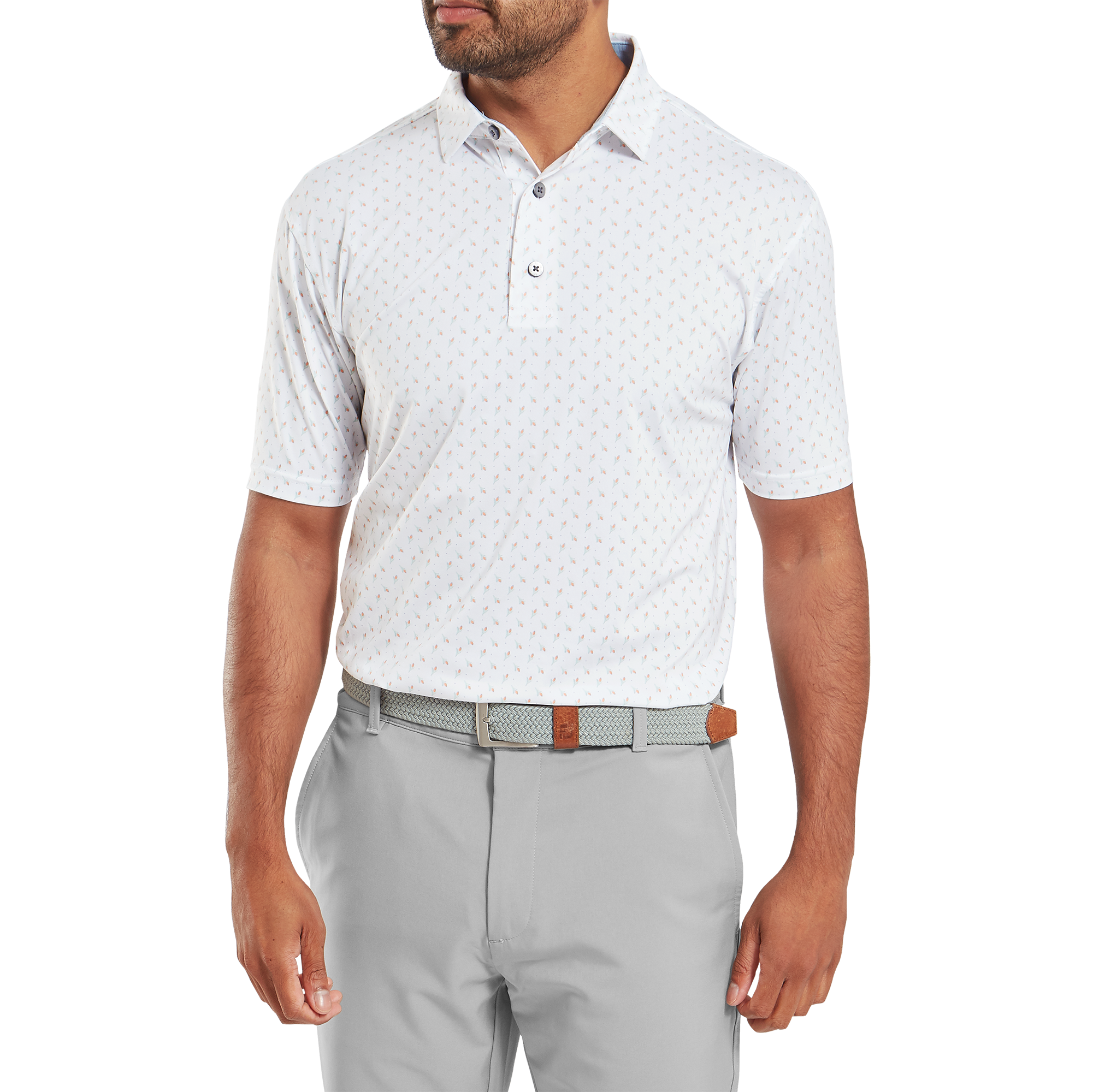 Polo en fil d'Ecosse imprim&eacute; bourgeon