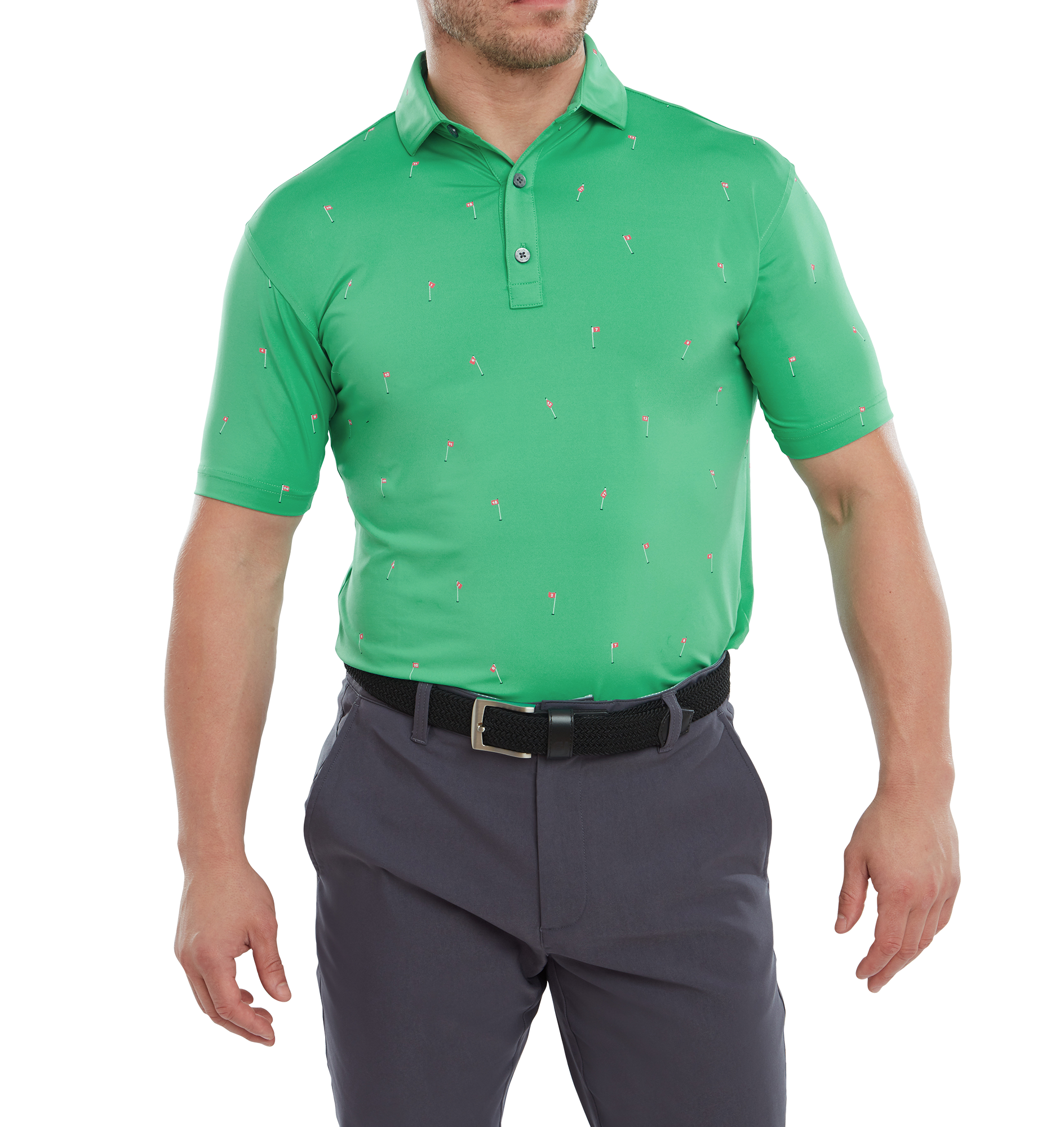 Polo en Fil d'Ecosse imprim&eacute;s Drapeau golf