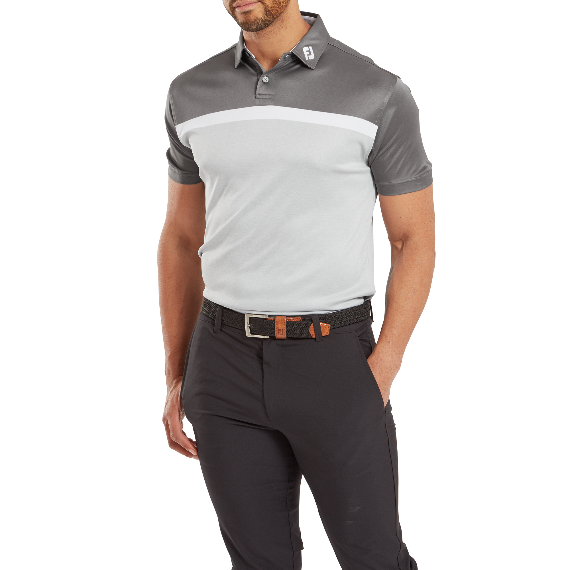 Polo Interlock avec blocs de couleurs