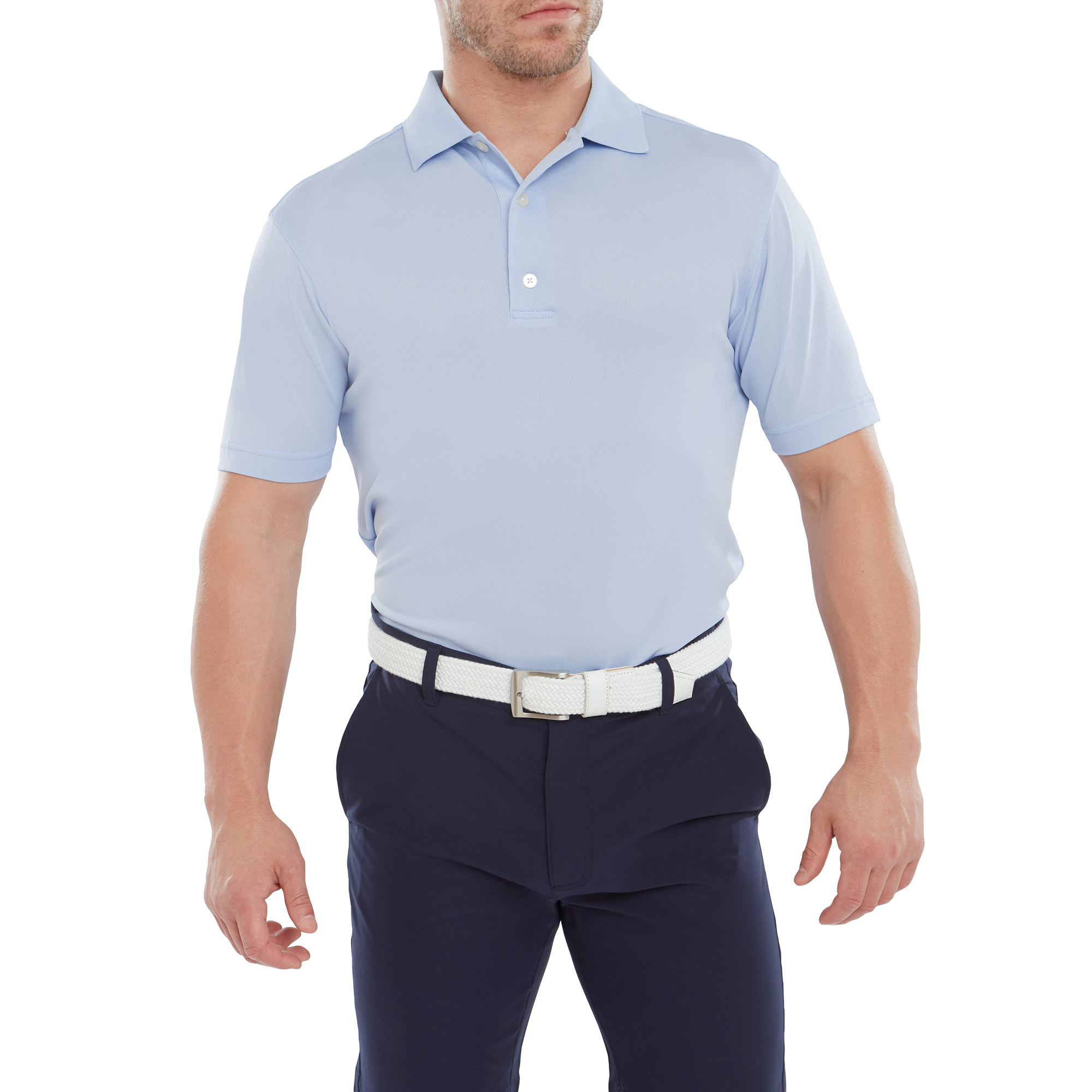 Polo Stretch Piqu&eacute; uni avec col en tricot