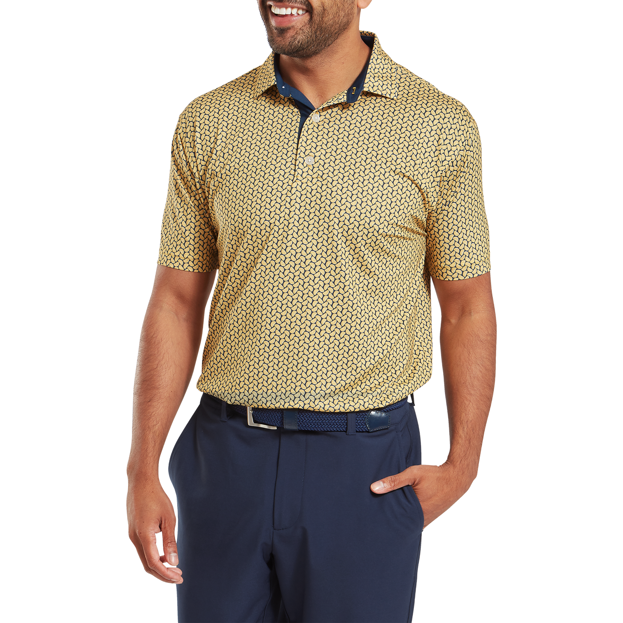 Polo en fil d'Ecosse imprim&eacute; Citron