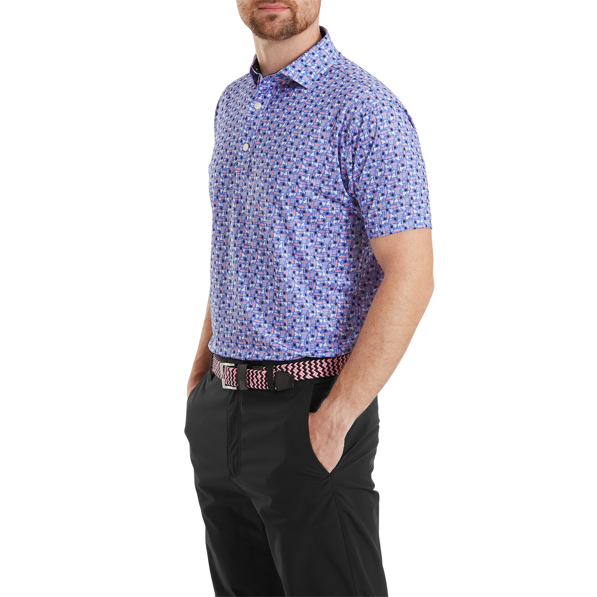 Polo en fil d'Ecosse imprim&eacute; surf