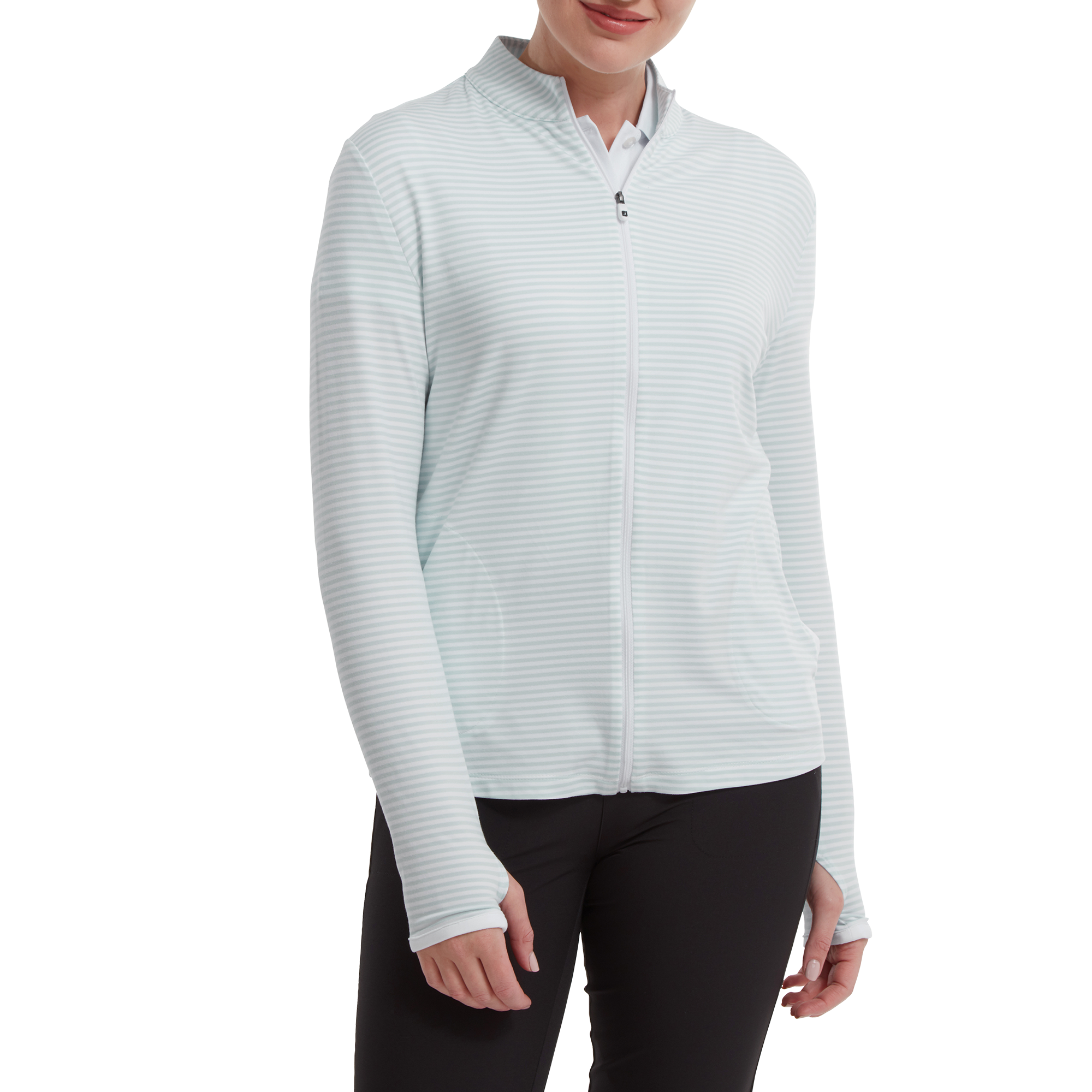 Pullover Full-Zip l&eacute;ger &agrave; rayures ton sur ton