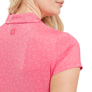 Polo en fil d'Ecosse à mancherons et impression florale