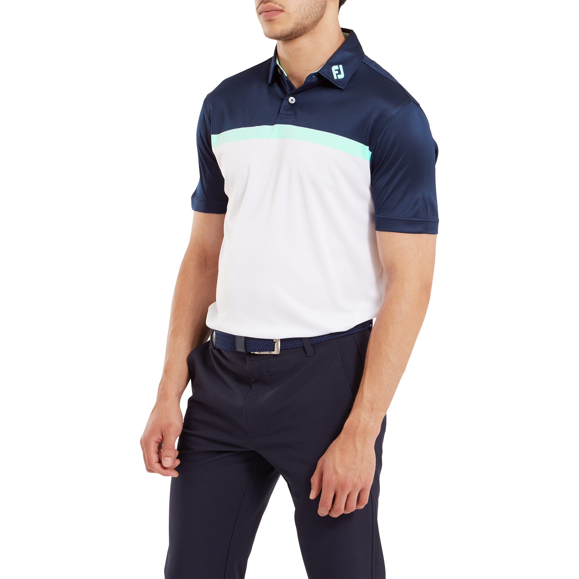 Polo Interlock avec blocs de couleurs