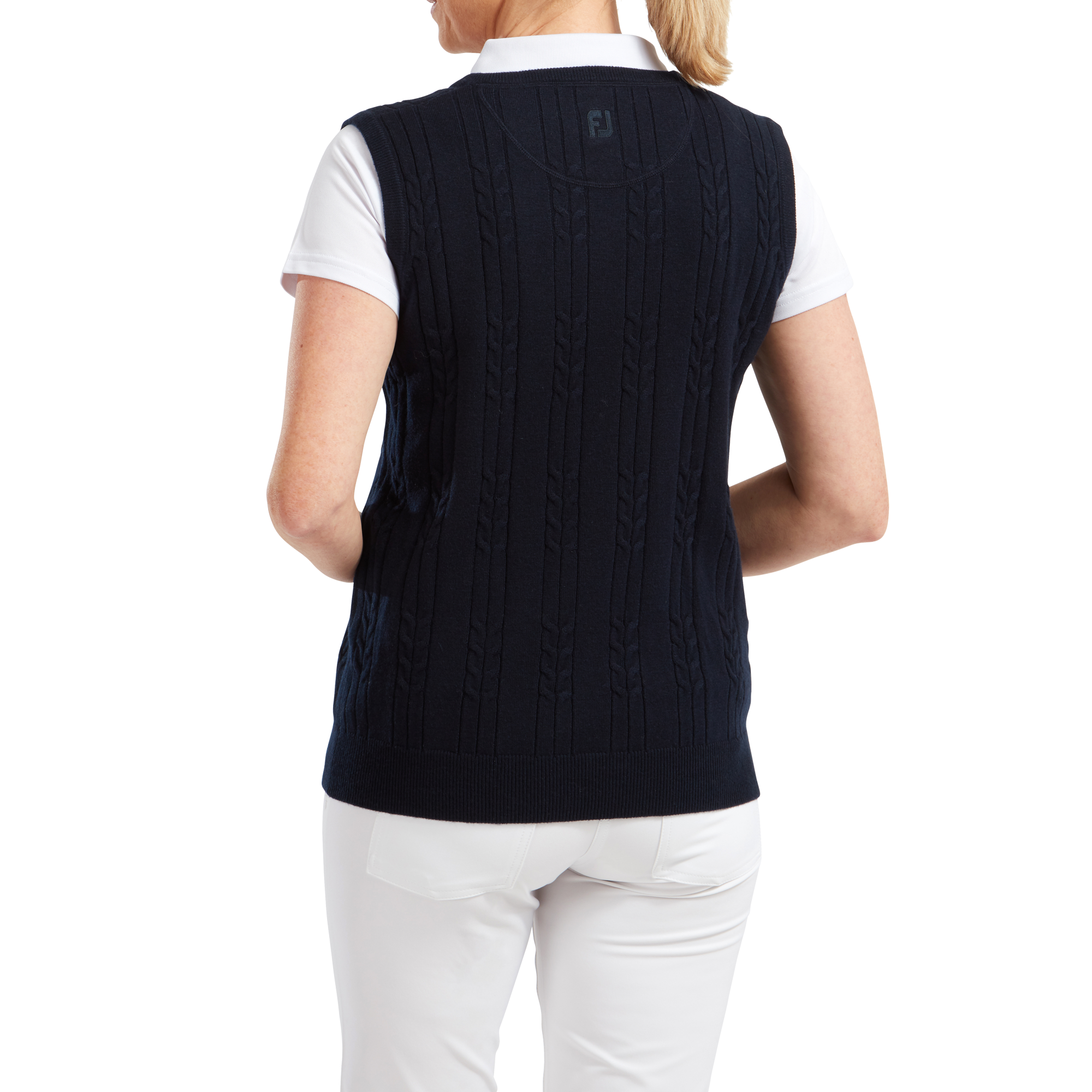 Pullover tricot col V sans manche pour femme