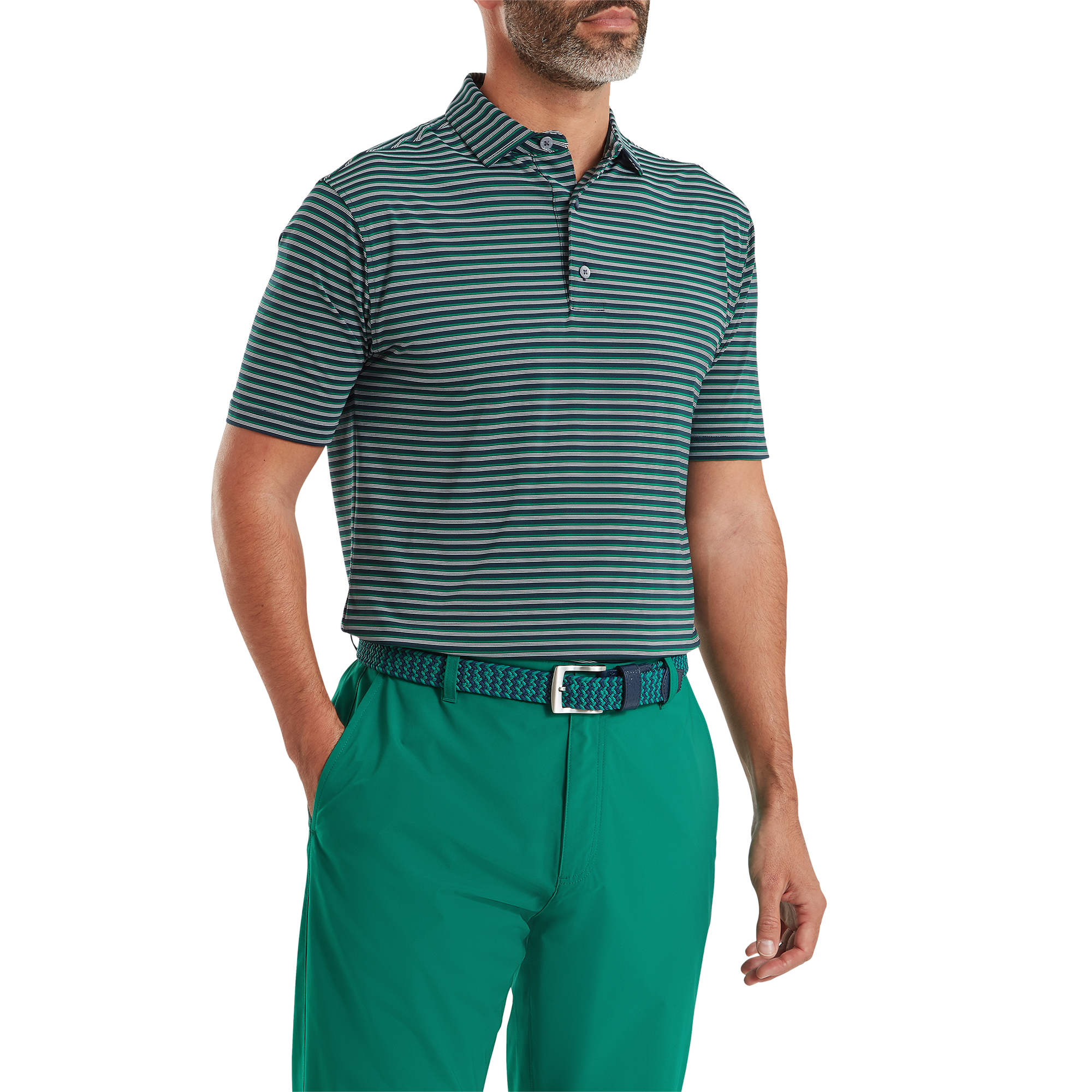 Polo en fil d'Ecosse &agrave; rayures ombr&eacute;es