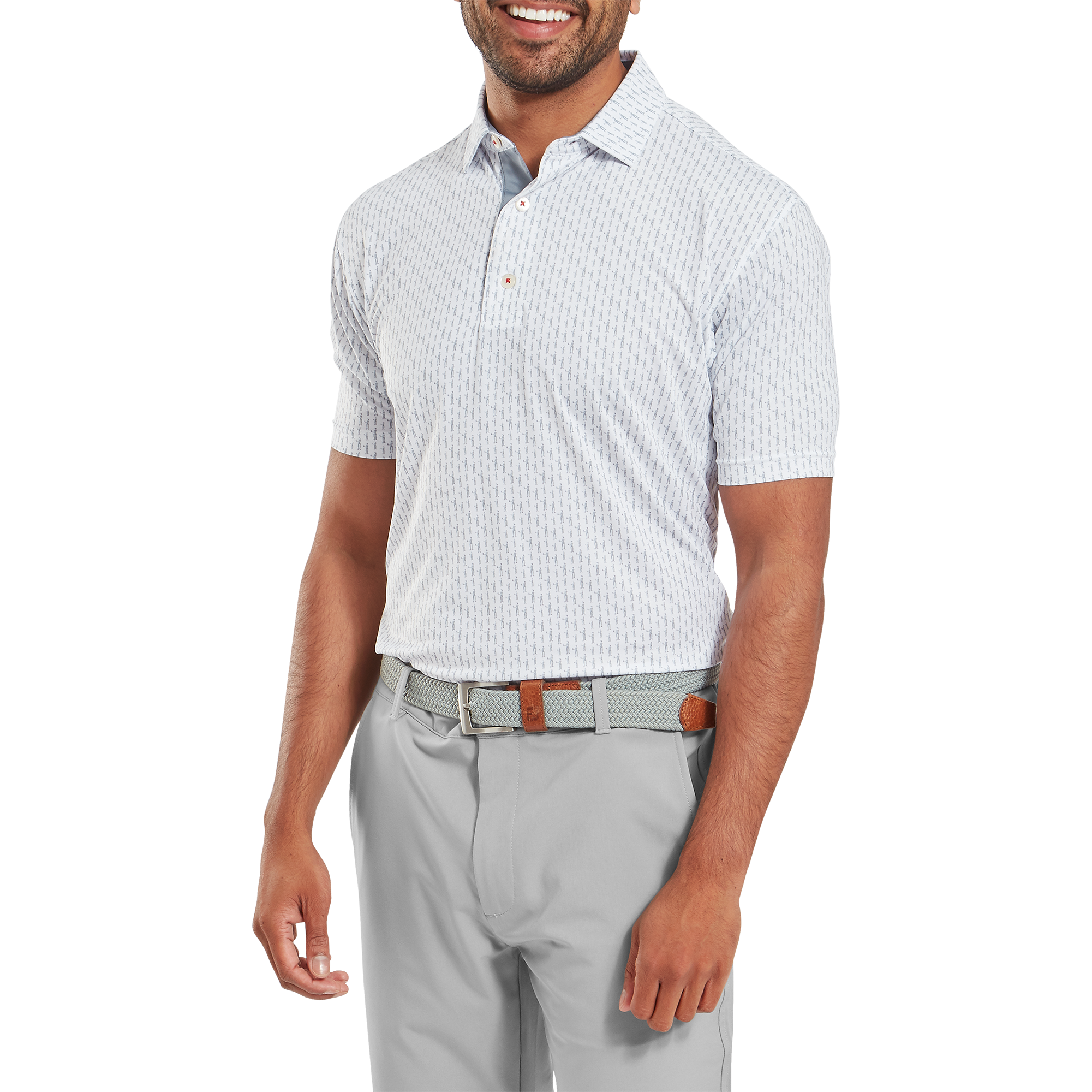 Polo en fil d'Ecosse imprim&eacute; silhouette