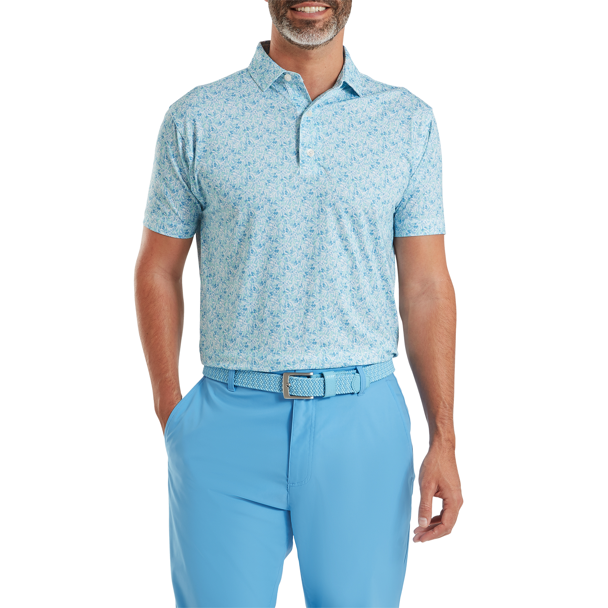 Polo en fil d'Ecosse imprim&eacute; floral