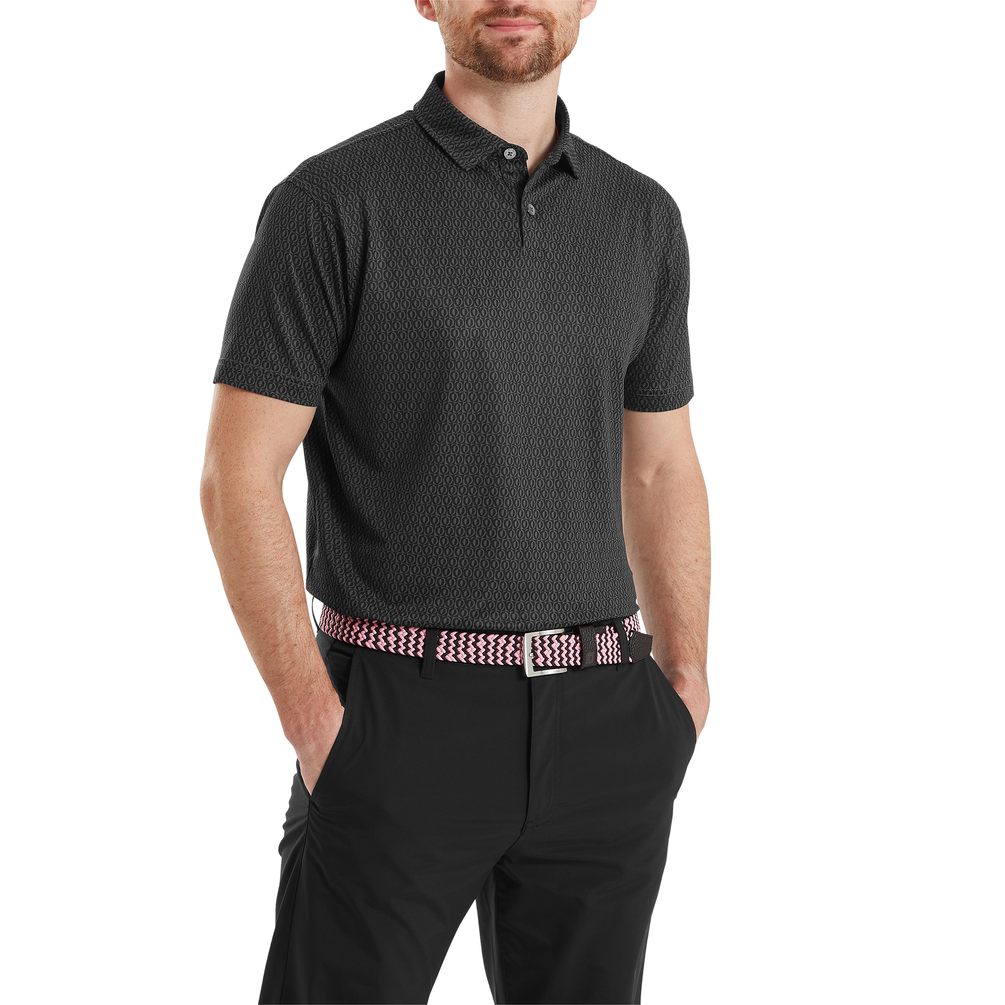 Polo piqu&eacute; &agrave; motifs g&eacute;om&eacute;triques modernistes