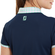 Polo piqué avec encolure Vichy